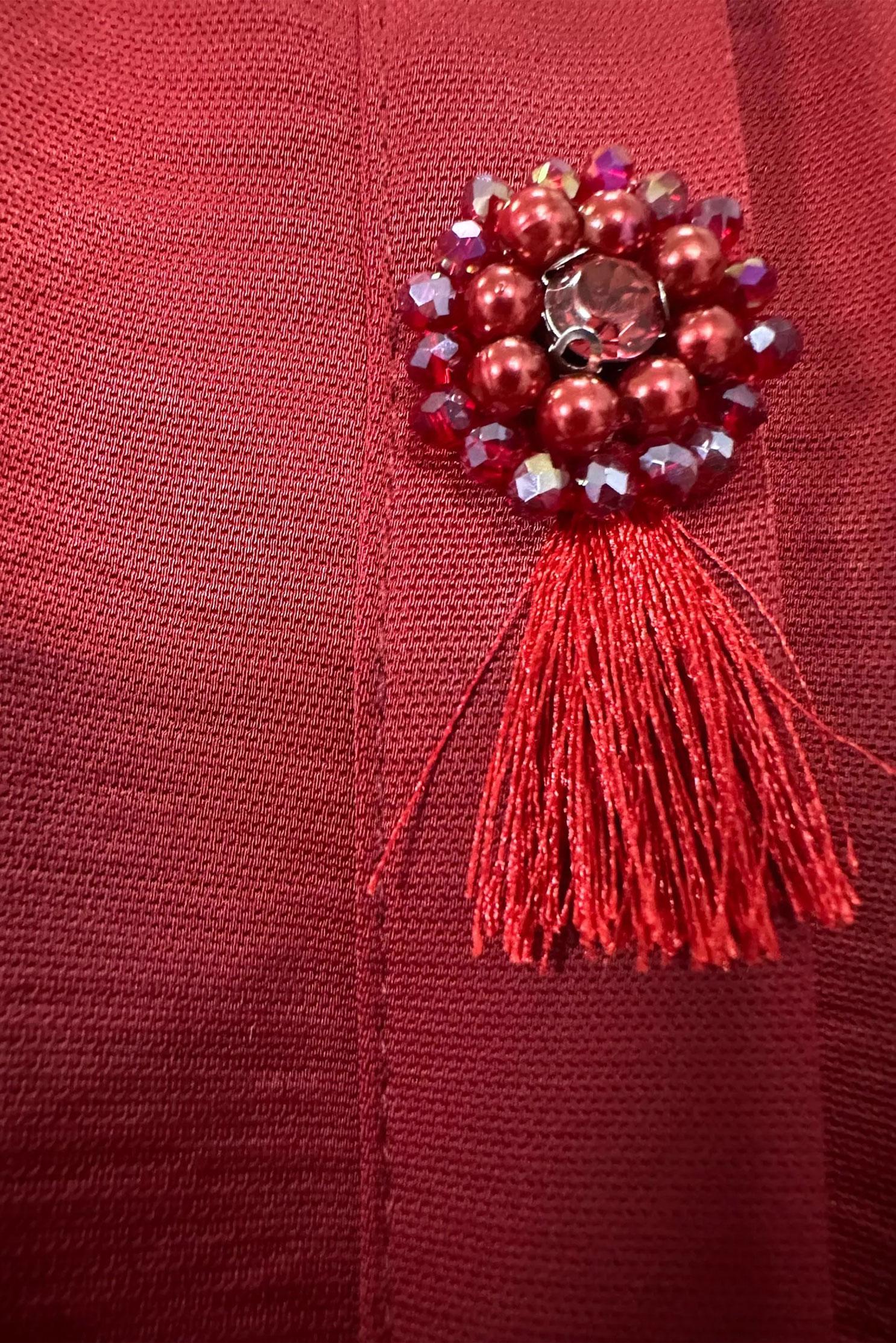 Tesettür giyim BORDO ASİMETRİK KESİM SATEN İKİLİ PANTOLONLU TAKIM 43613