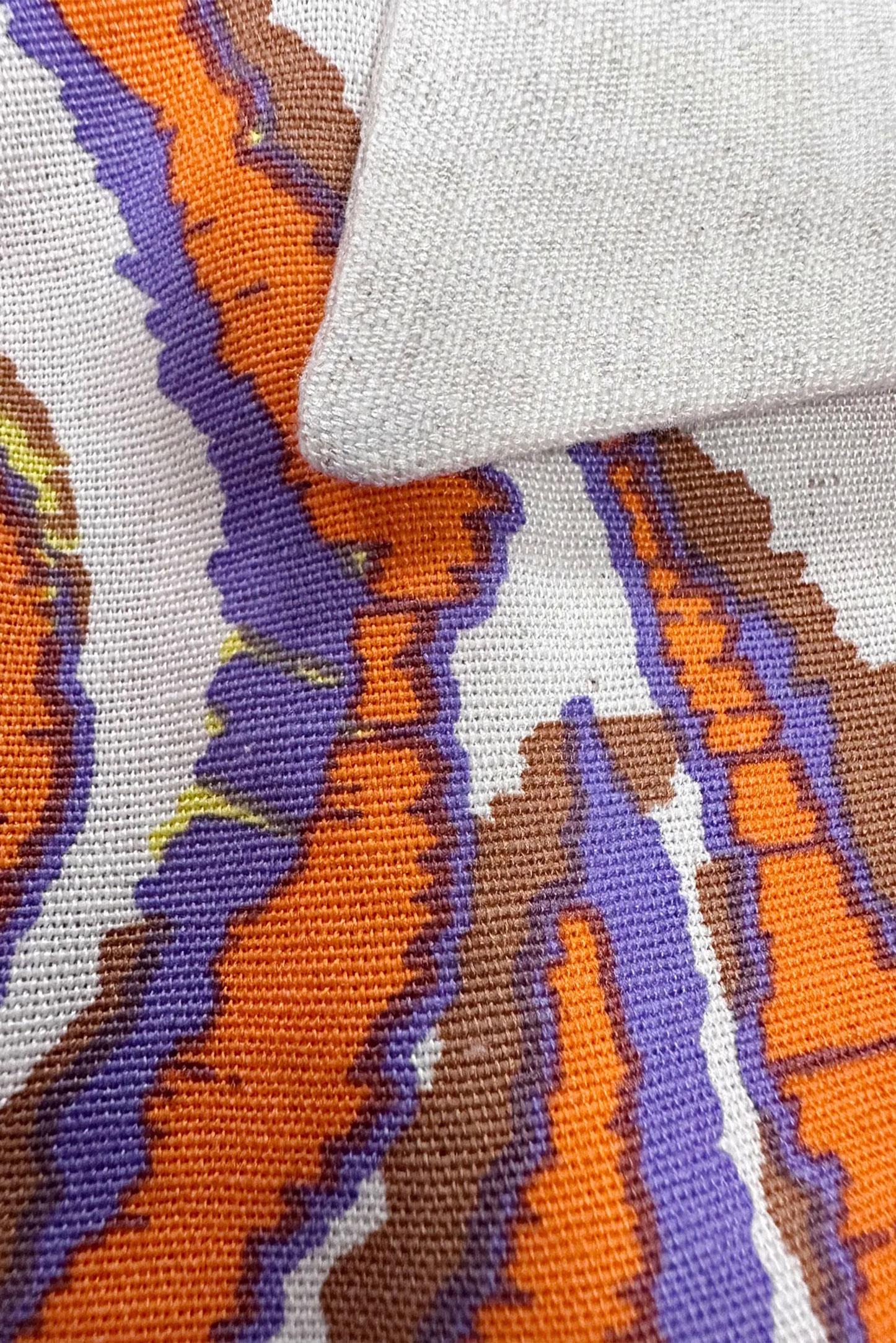 Tesettür giyim TURUNCU DESENLİ GÖMLEK YAKA İKİLİ PANTOLONLU TAKIM 43631-1