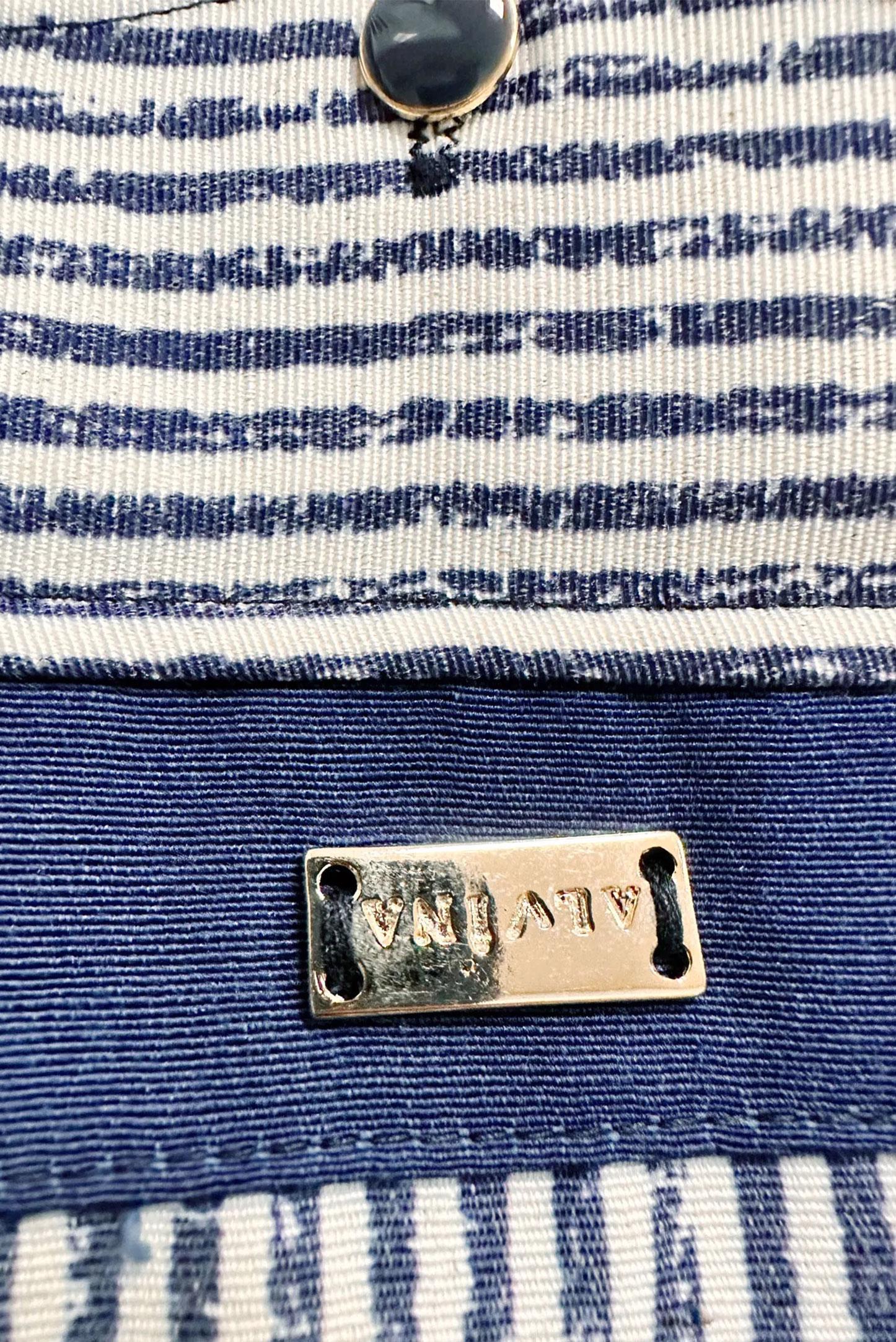 Tesettür giyim LACİVERT ÇİZGİLİ GENİŞ PAÇA İKİLİ PANTOLONLU TAKIM 43635