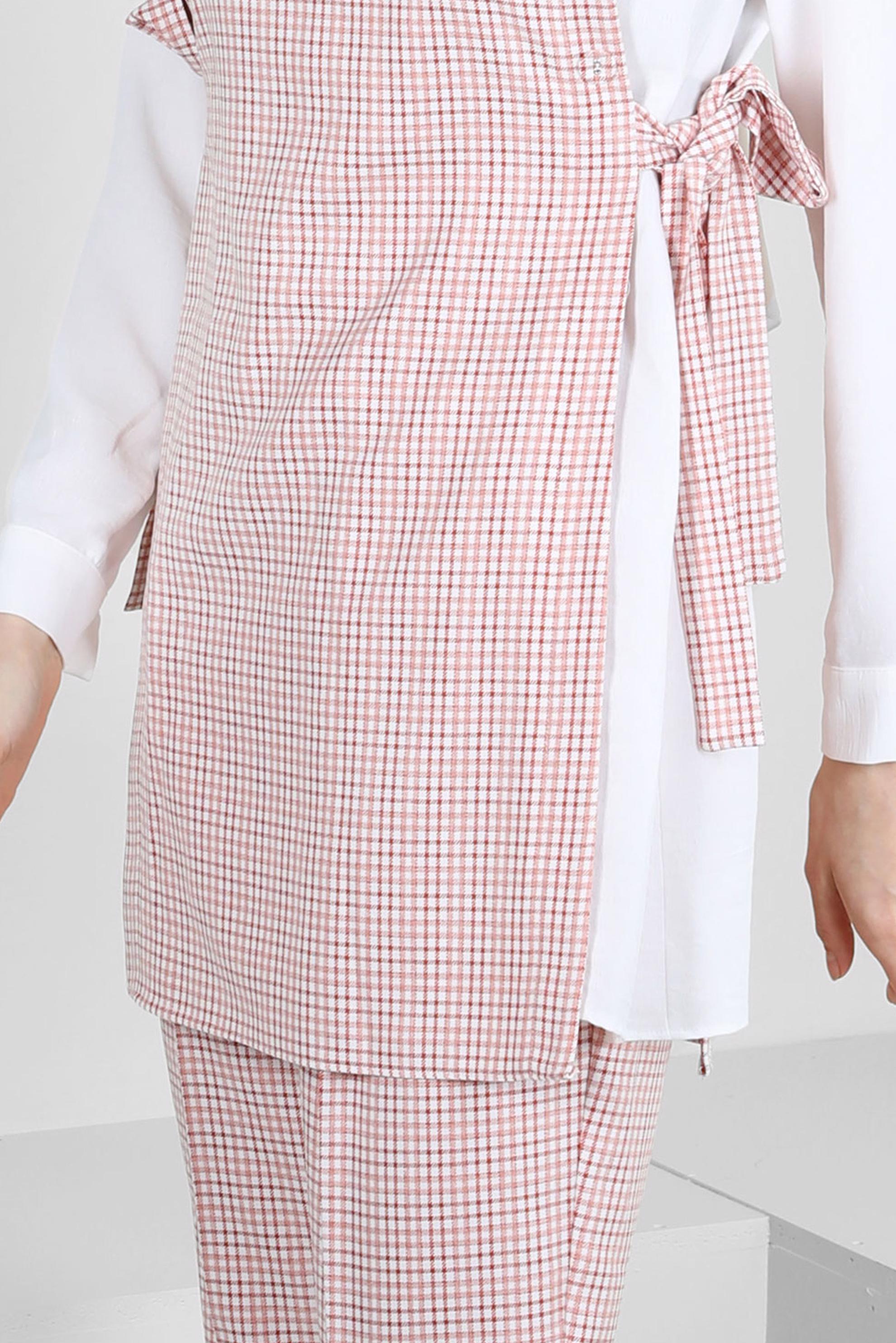 Tesettür giyim TURUNCU PÖTİKARE DESENLİ BAĞLAMA DETAYLI PANTOLONLU TAKIM 43637