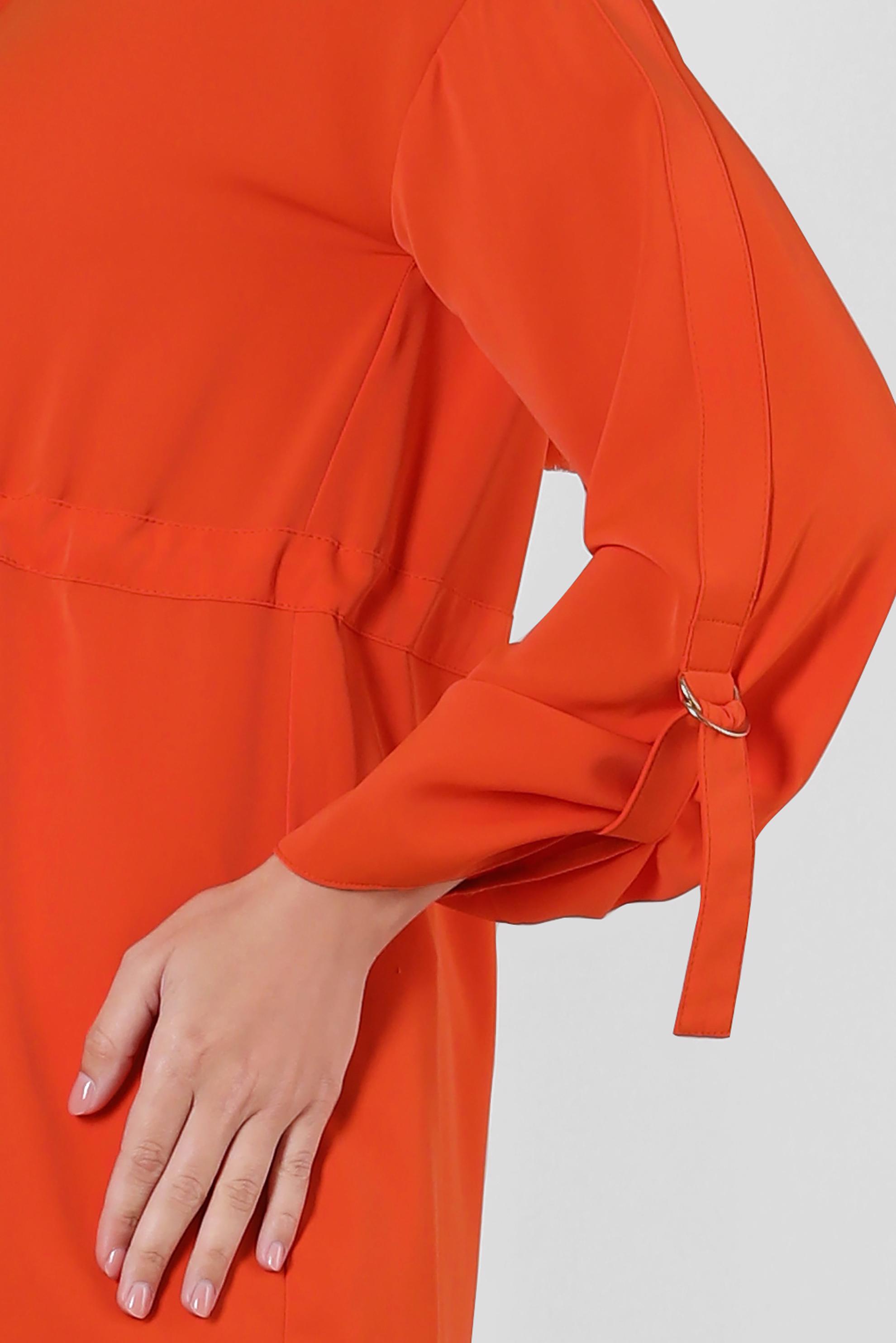 Tesettür giyim TURUNCU BAĞLAMA DETAYLI GÖMLEK YAKA PANTOLONLU TAKIM 43684