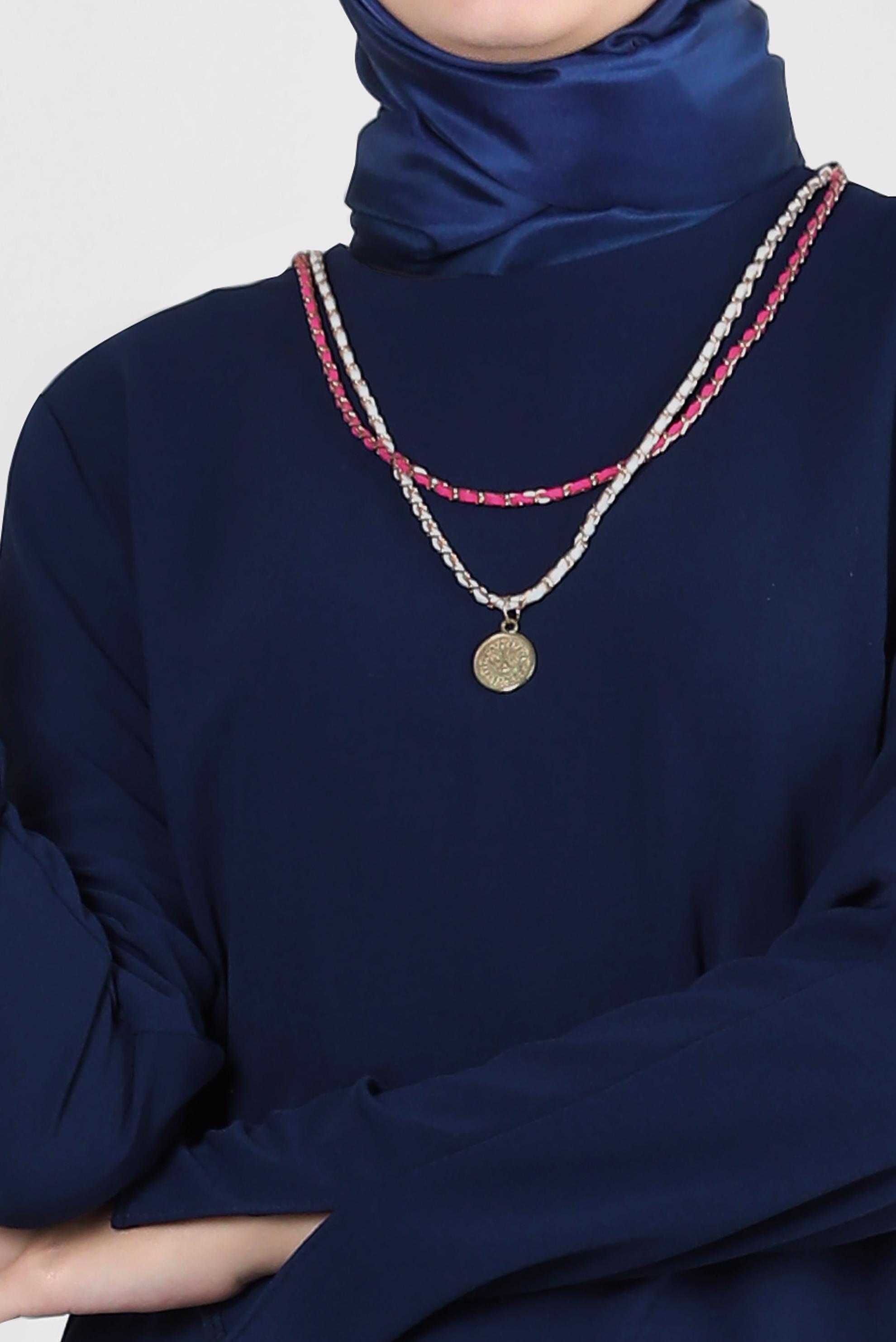 Tesettür giyim LACİVERT ZİNCİR DETAYLI BELİ LASTİKLİ PANTOLONLU TAKIM 43742