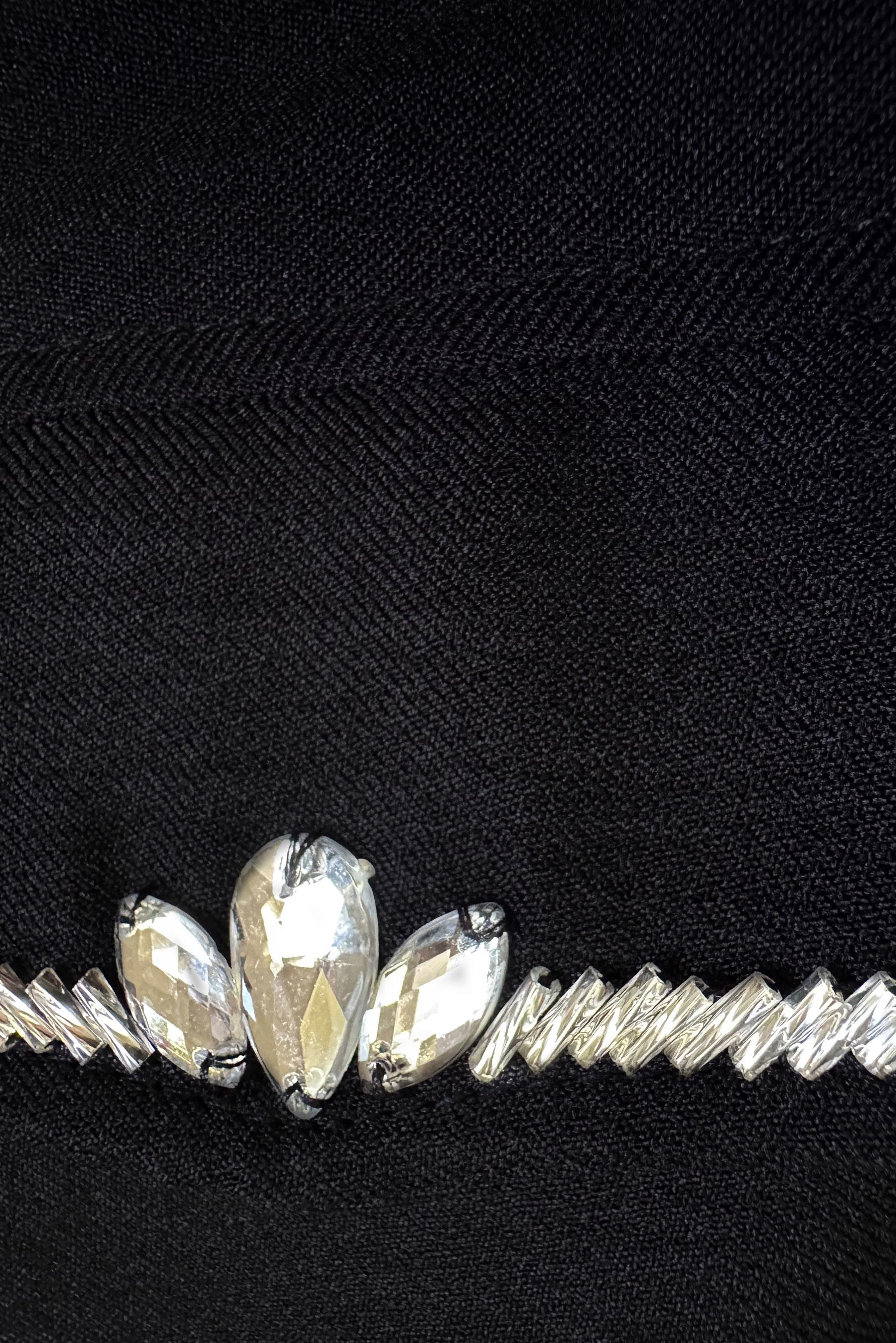 Tesettür giyim SİYAH TAŞ DETAYLI BELİ LASTİKLİ İKİLİ PANTOLONLU TAKIM 43909