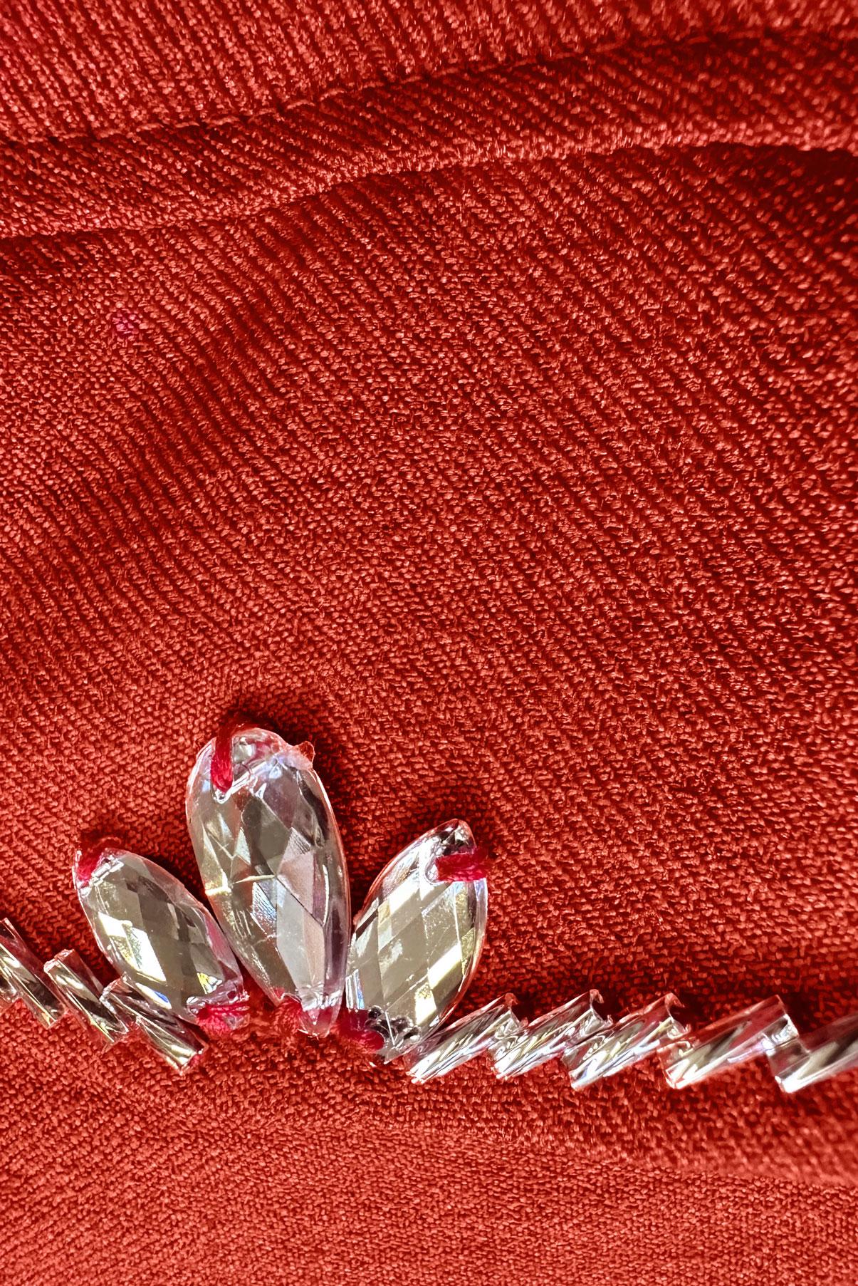 Tesettür giyim TURUNCU TAŞ DETAYLI BELİ LASTİKLİ İKİLİ PANTOLONLU TAKIM 43909