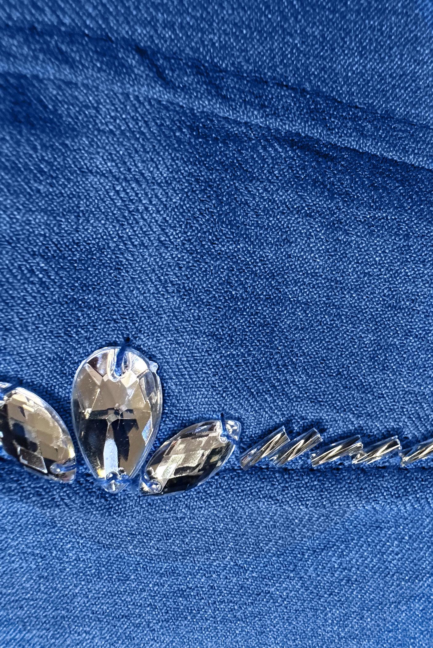 Tesettür giyim LACİVERT TAŞ DETAYLI BELİ LASTİKLİ İKİLİ PANTOLONLU TAKIM 43909