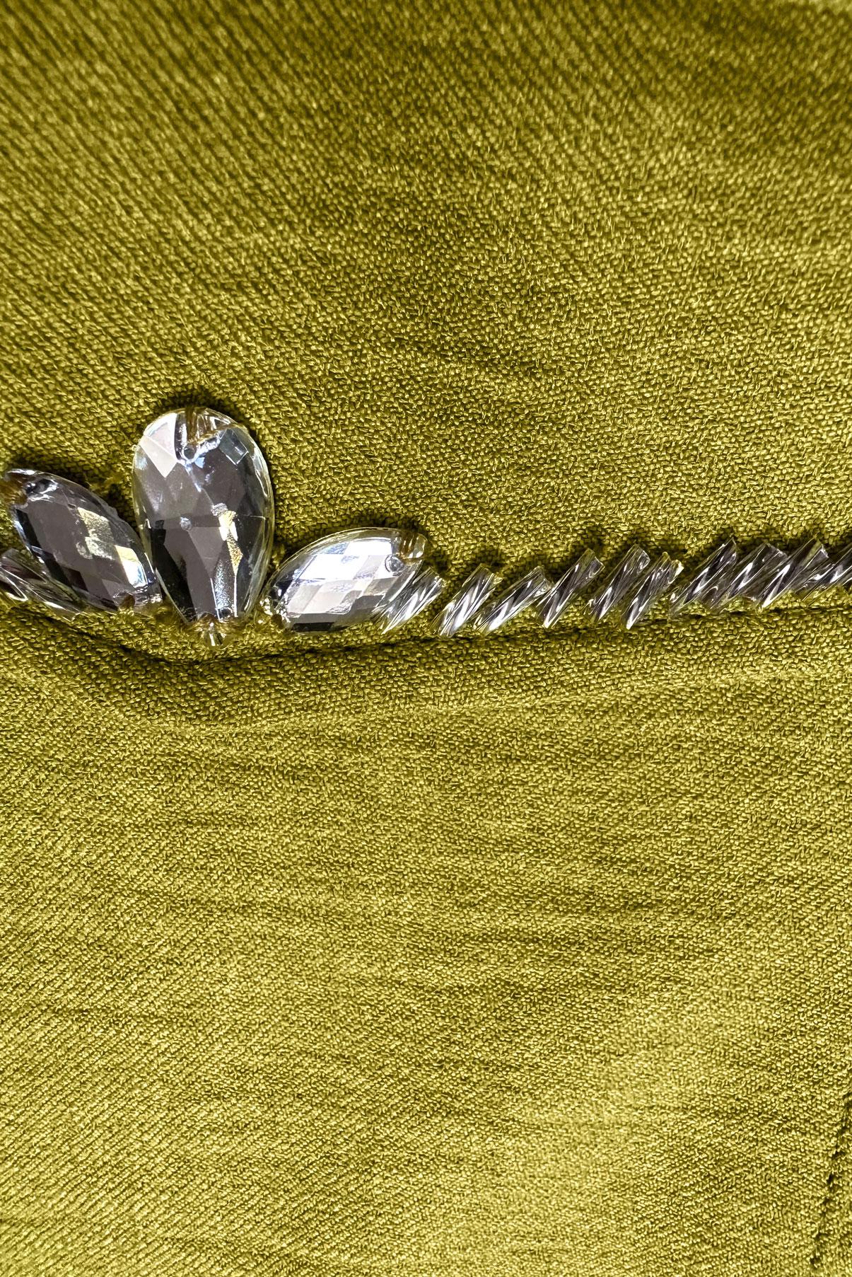 Tesettür giyim YEŞİL TAŞ DETAYLI BELİ LASTİKLİ İKİLİ PANTOLONLU TAKIM 43909