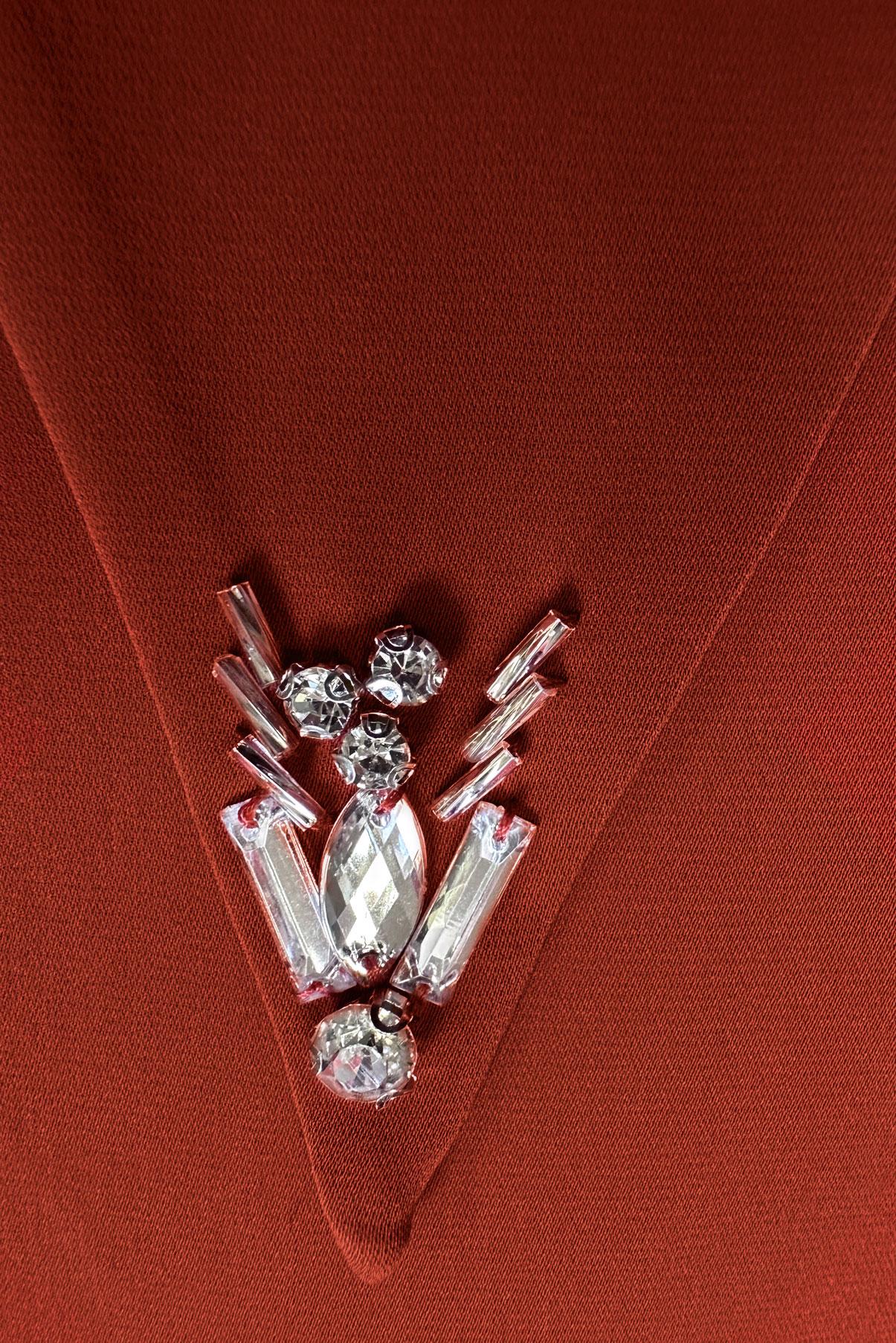 Tesettür giyim TURUNCU TAŞ DETAYLI BELİ LASTİKLİ İKİLİ PANTOLONLU TAKIM 43910