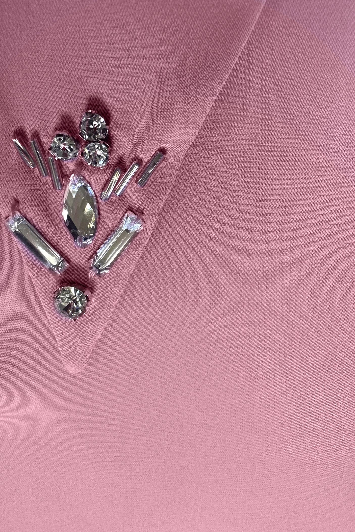 Tesettür giyim PUDRA TAŞ DETAYLI BELİ LASTİKLİ İKİLİ PANTOLONLU TAKIM 43910