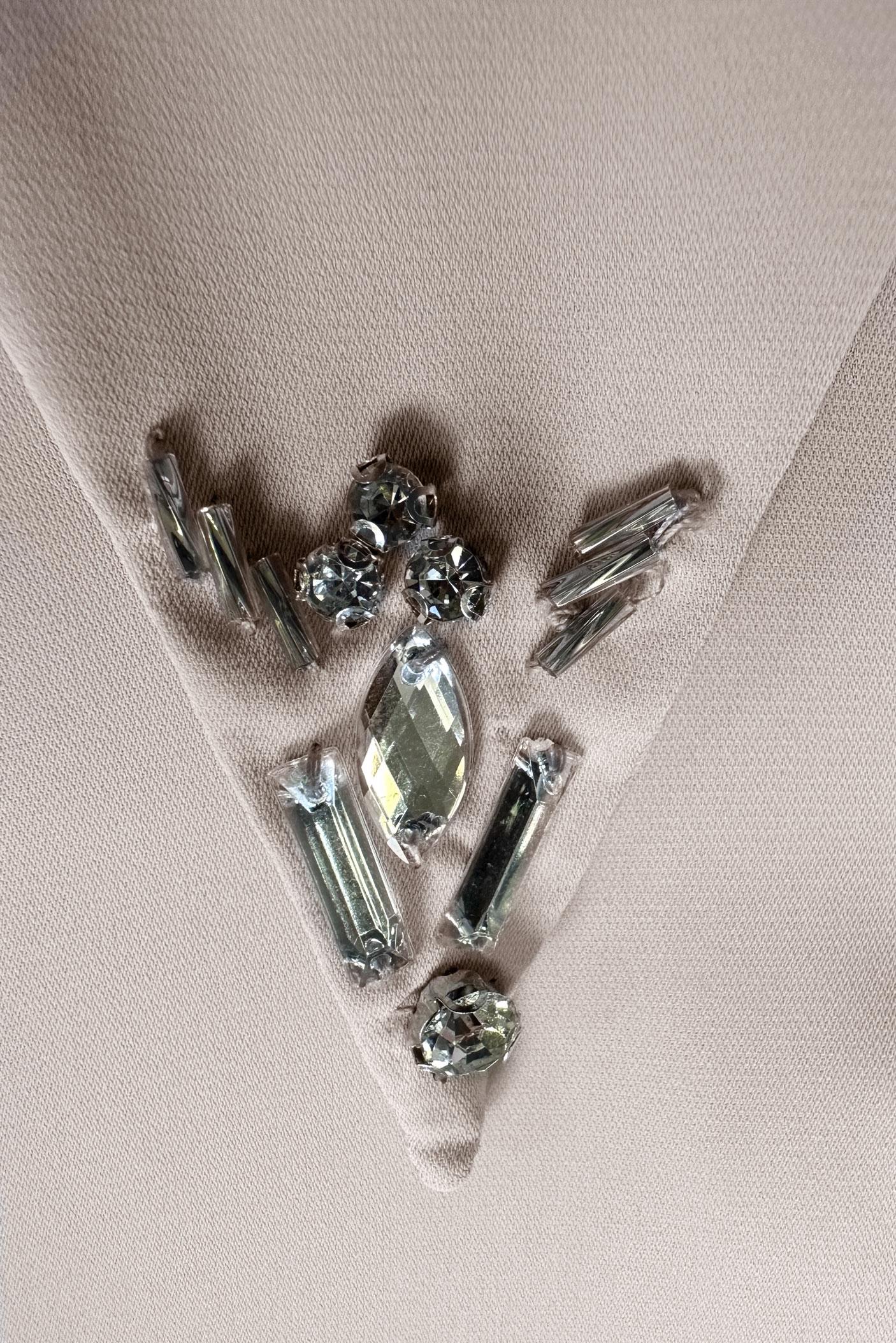 Tesettür giyim BEJ TAŞ DETAYLI BELİ LASTİKLİ İKİLİ PANTOLONLU TAKIM 43910