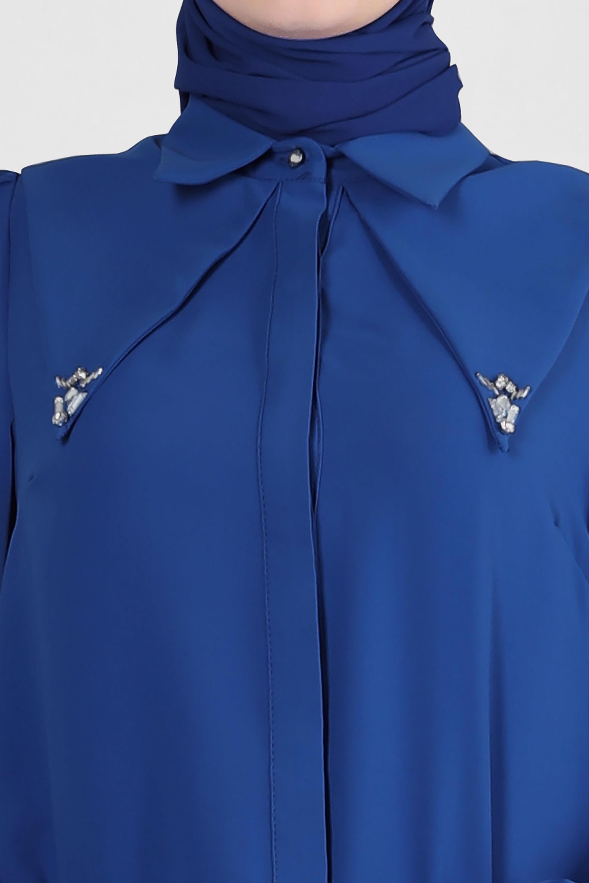 Tesettür giyim LACİVERT TAŞ DETAYLI BELİ LASTİKLİ İKİLİ PANTOLONLU TAKIM 43910