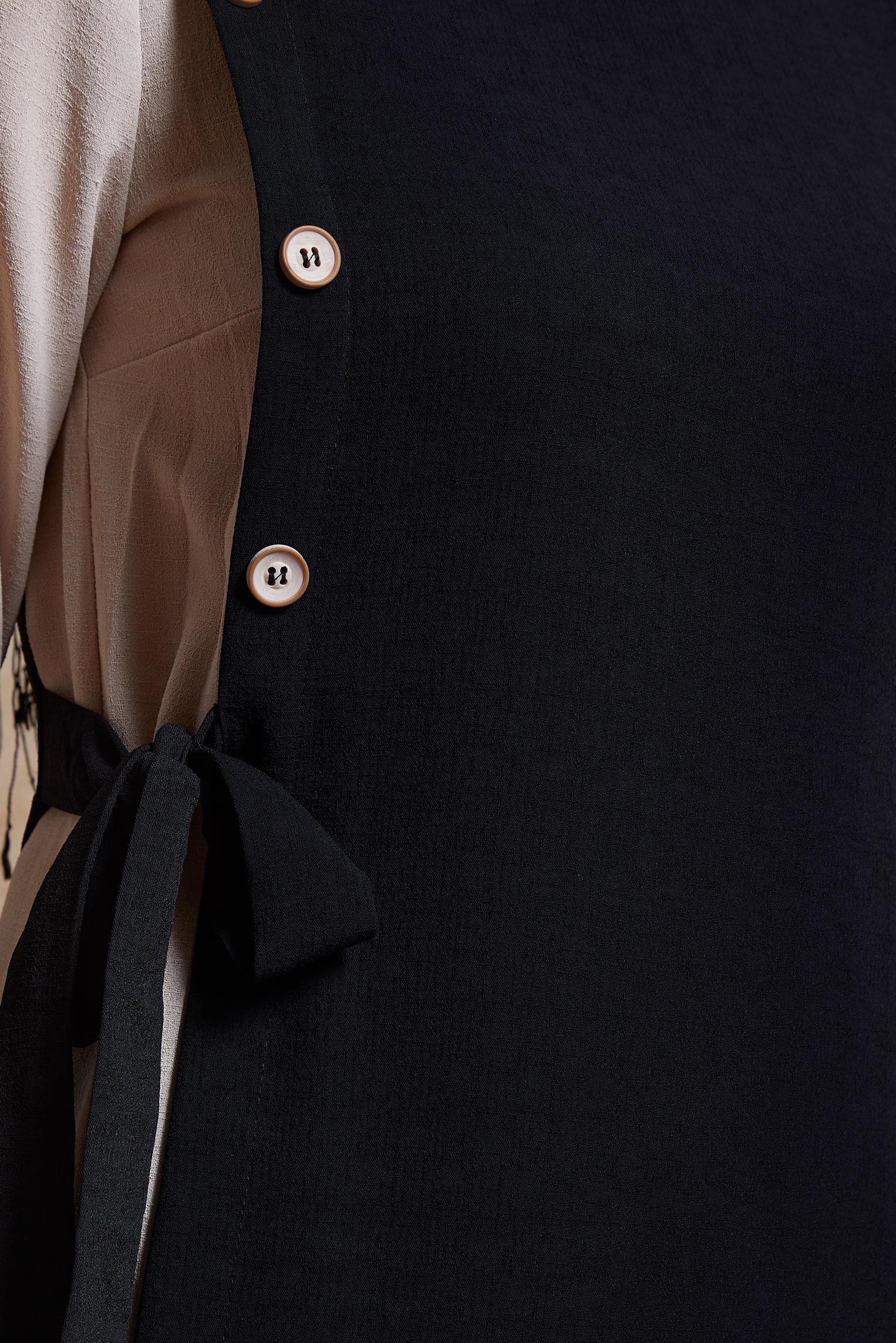 Tesettür giyim SİYAH GÖMLEK YAKA PANTOLONLU TAKIM 43923