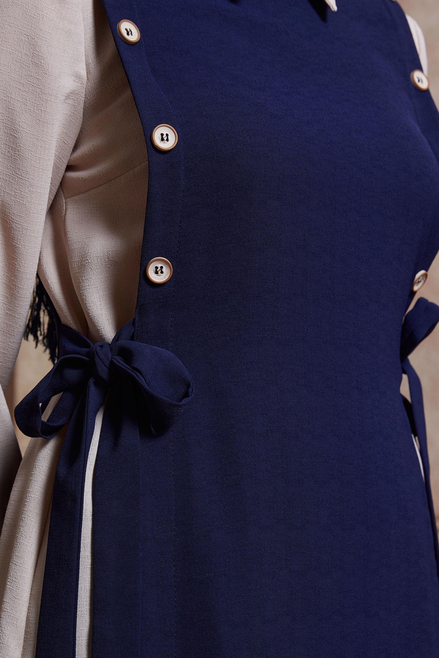 Tesettür giyim LACİVERT GÖMLEK YAKA PANTOLONLU TAKIM 43923