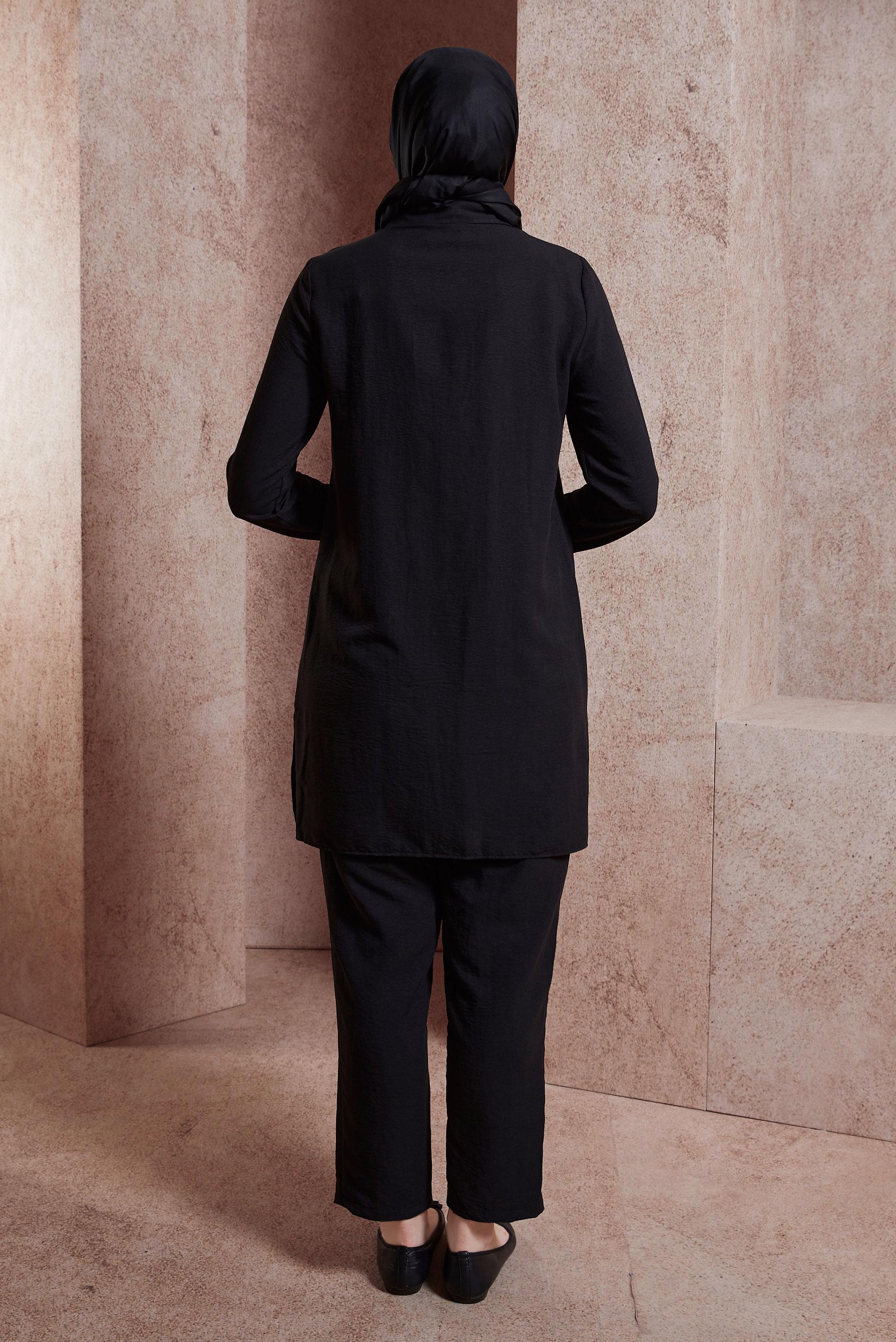 Vêtements hijab NOIR TAILLEUR PANTALON AVEC GEMME 43935