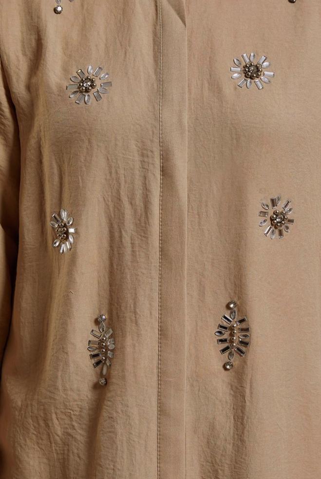 Tesettür giyim KAHVE TAŞ BASKILI PANTOLONLU TAKIM 43935 - ALVİNA