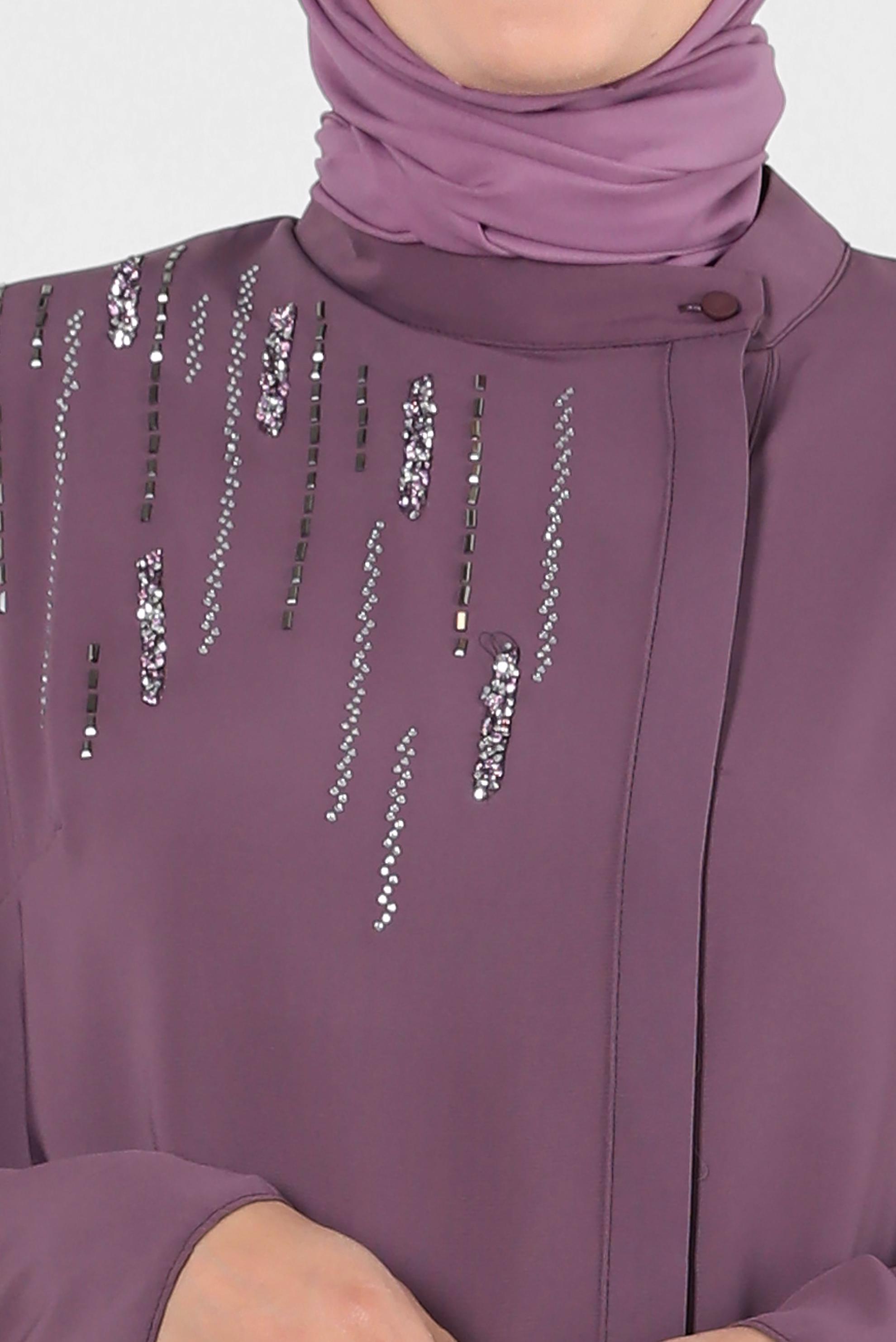 Tesettür giyim MOR GİZLİ DÜĞMELİ TAŞ DETAYLI TUNİK 20359