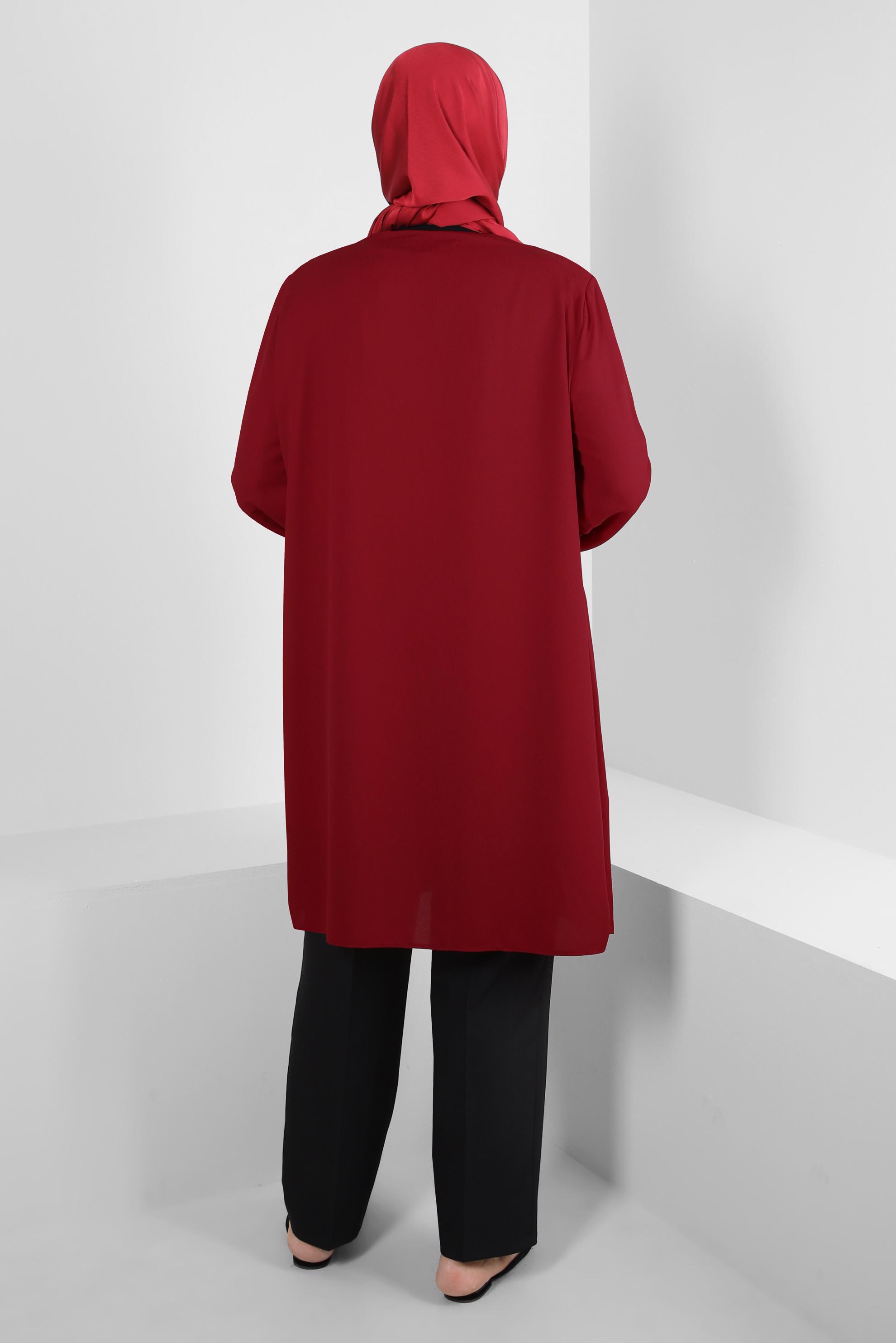 Vêtements hijab ROUGE BORDEAUX ENSEMBLE TUNIQUE 2 PIÈCES À MOTIFS GÉOMÉTRIQUES 20388