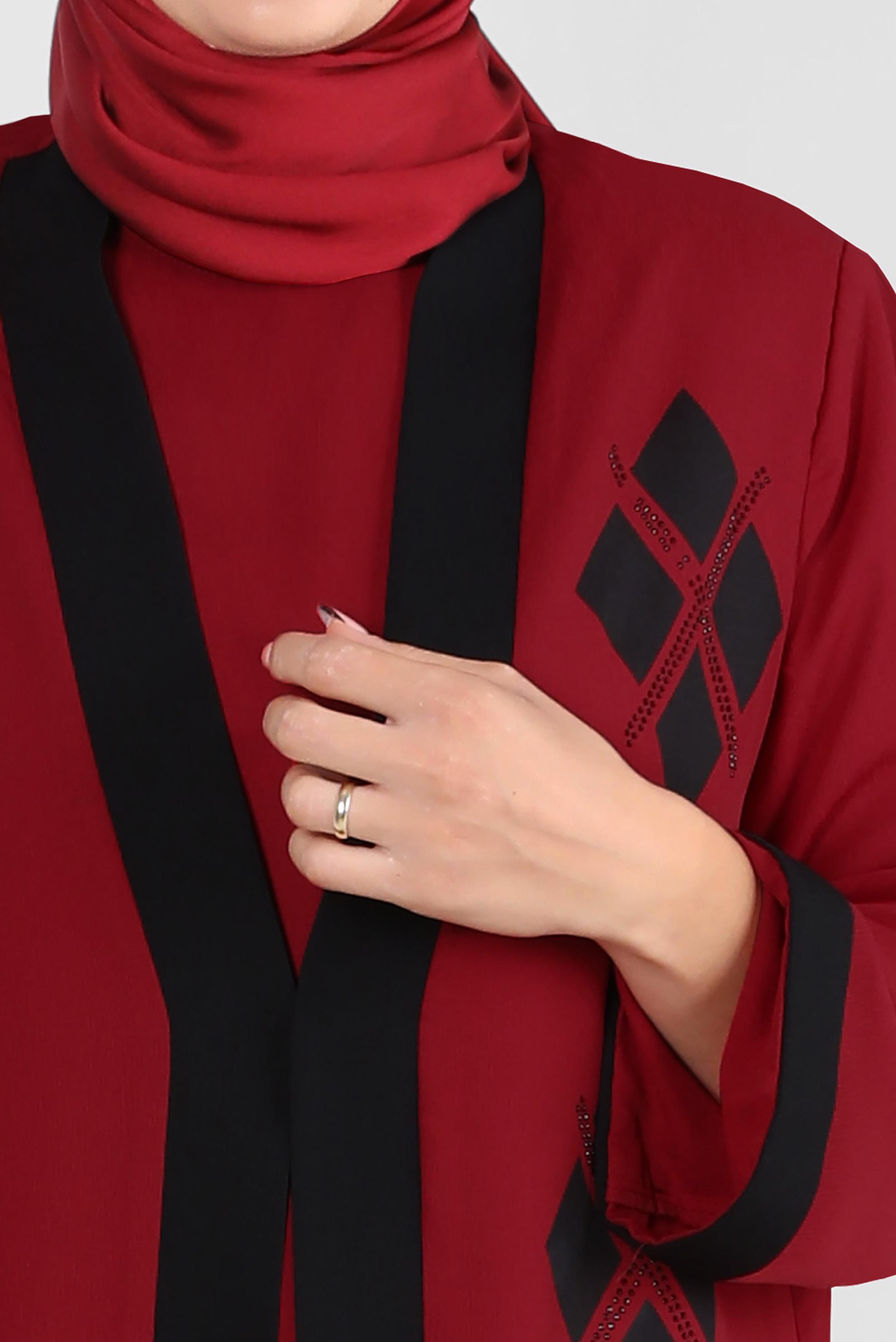 Vêtements hijab ROUGE BORDEAUX ENSEMBLE TUNIQUE 2 PIÈCES À MOTIFS GÉOMÉTRIQUES 20388