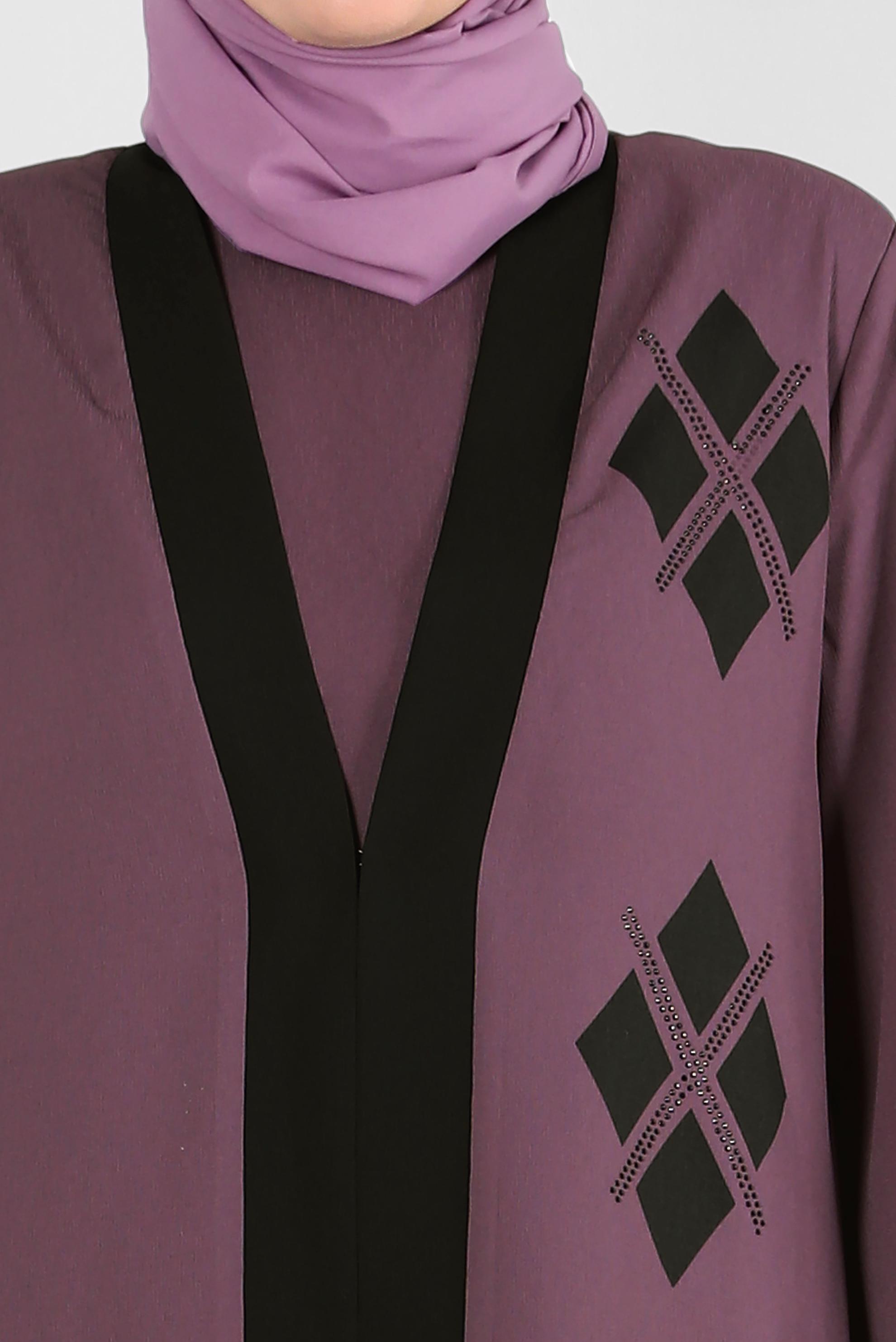Tesettür giyim MOR GEOMETRİK DESENLİ İKİLİ TUNİKLİ TAKIM 20388