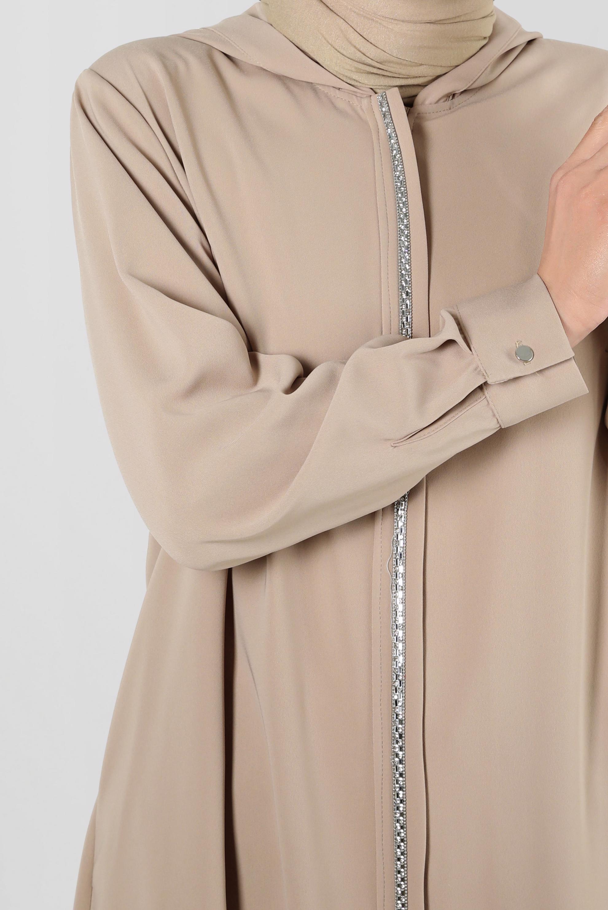 Tesettür giyim BEJ KAPÜŞONLU BÜYÜK BEDEN TUNİK 20392