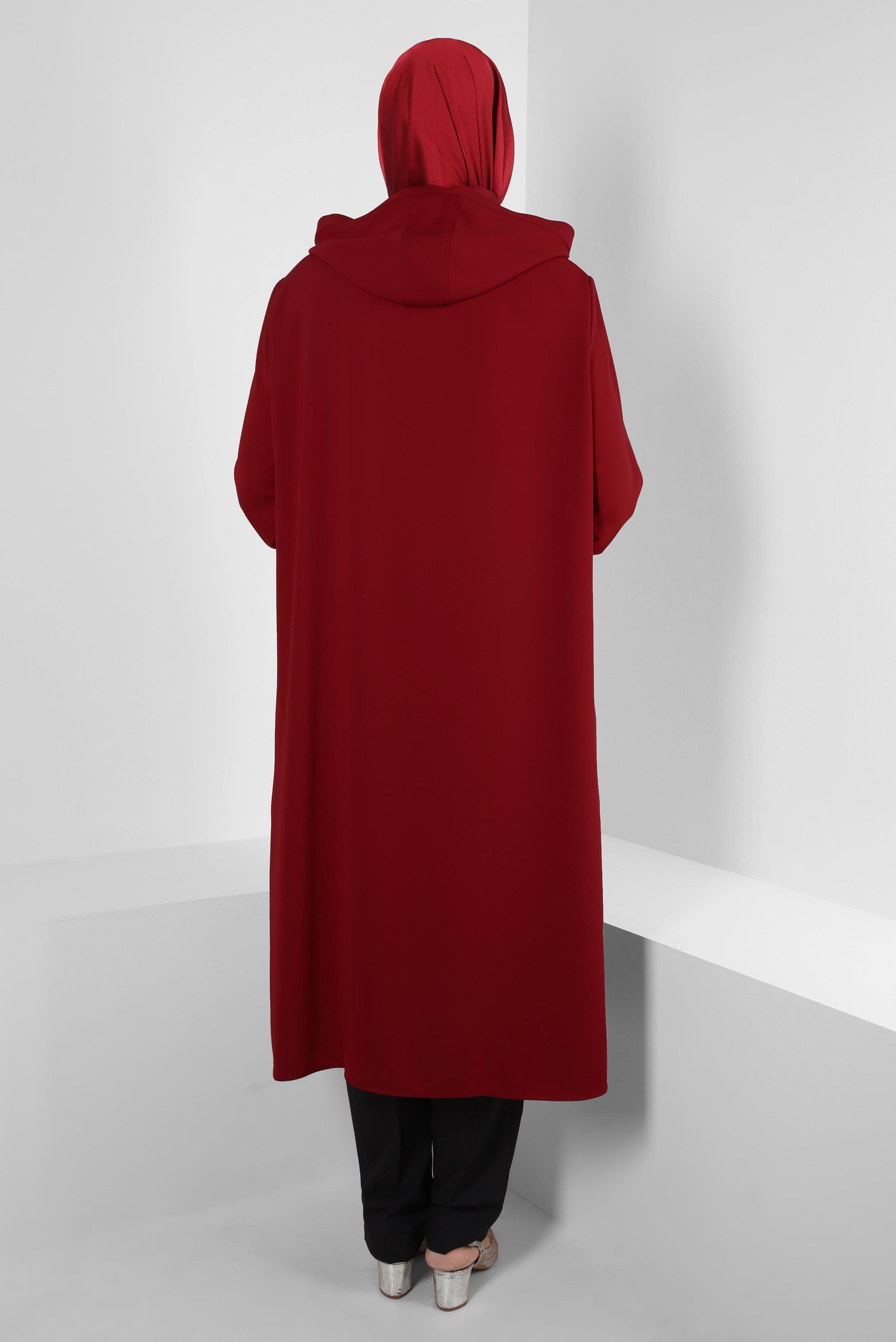 Vêtements hijab ROUGE BORDEAUX TUNIQUE RAYÉE GEM CAPUCHE 20392