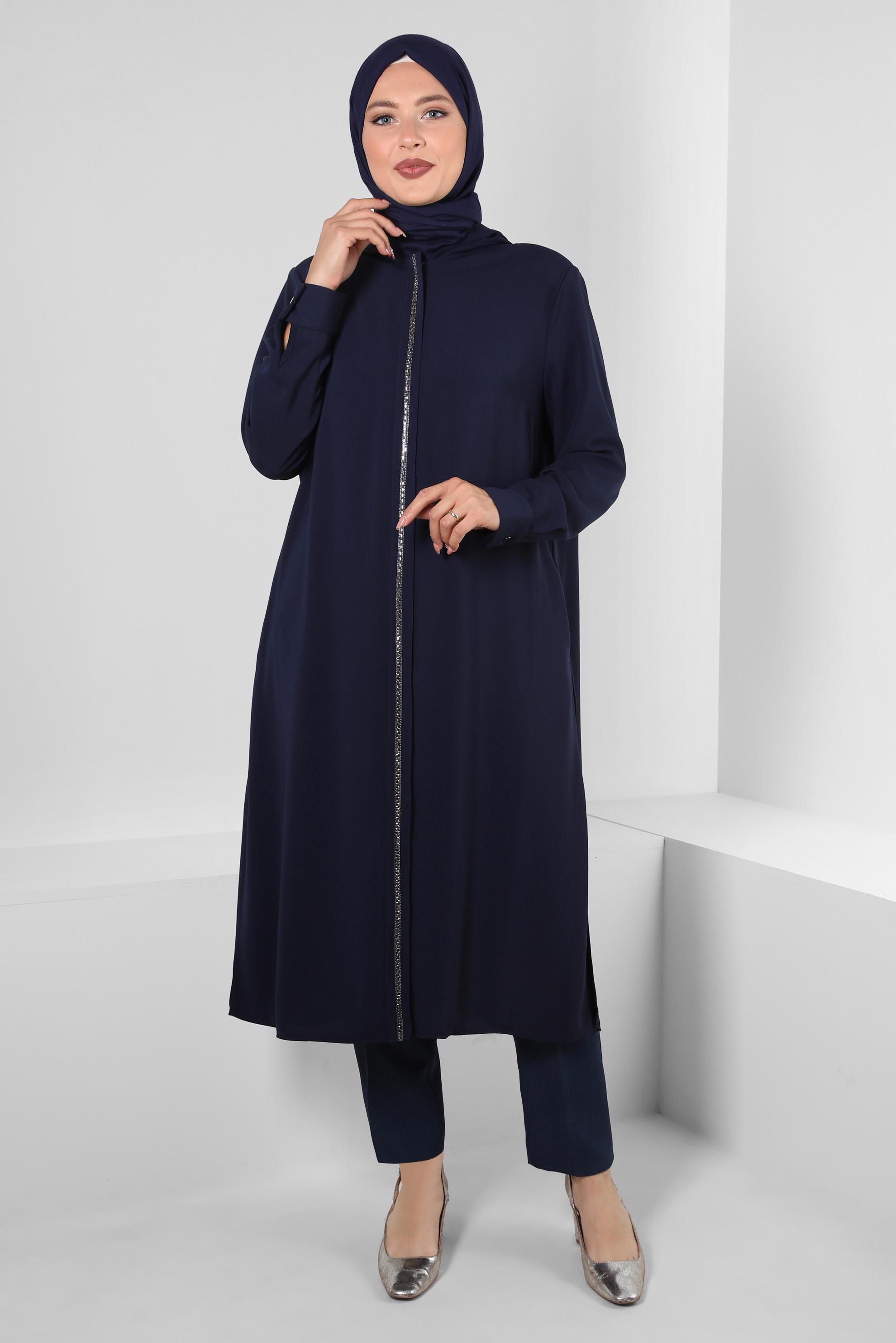 Tesettür giyim LACİVERT KAPÜŞONLU BÜYÜK BEDEN TUNİK 20392