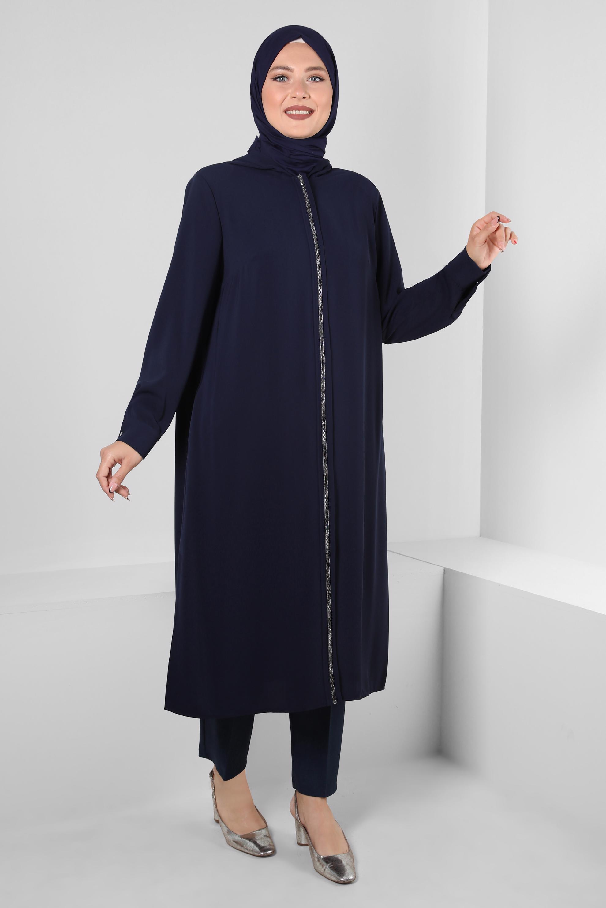 Tesettür giyim LACİVERT KAPÜŞONLU BÜYÜK BEDEN TUNİK 20392