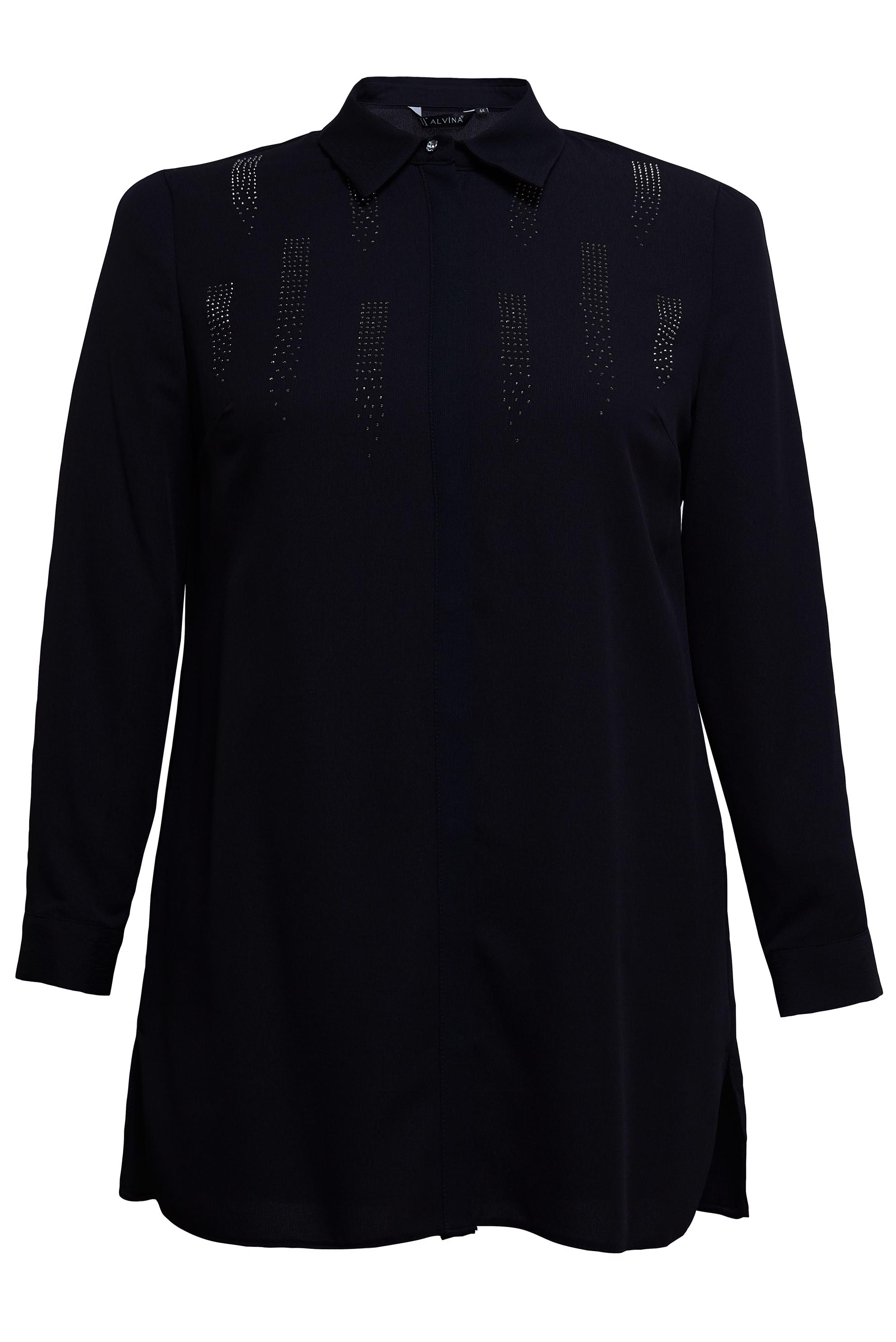 Vêtements hijab NOIR TUNIQUE GRANDE TAILLE AVEC GEMME 20397