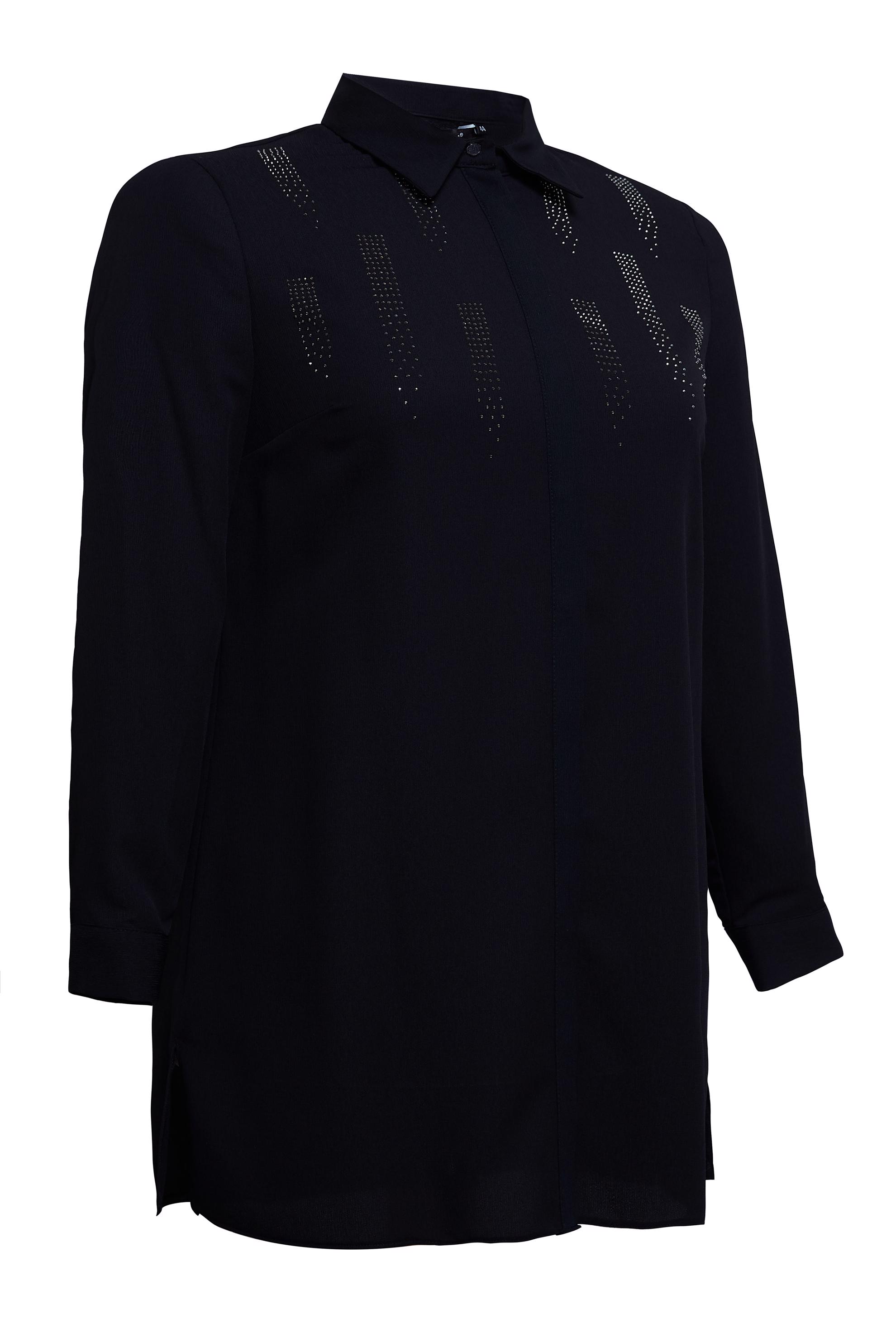 Vêtements hijab NOIR TUNIQUE GRANDE TAILLE AVEC GEMME 20397