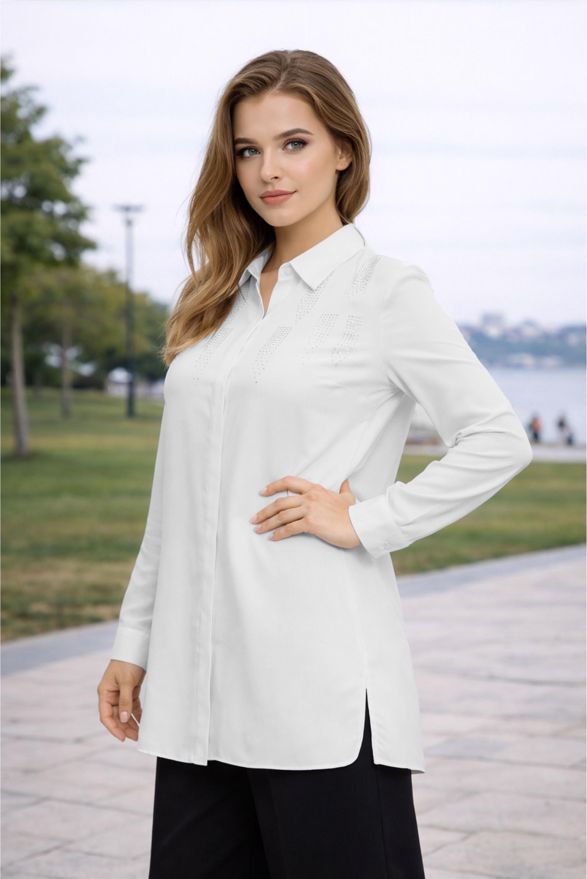 Tesettür giyim BEYAZ TAŞLI BÜYÜK BEDEN TUNİK 20397