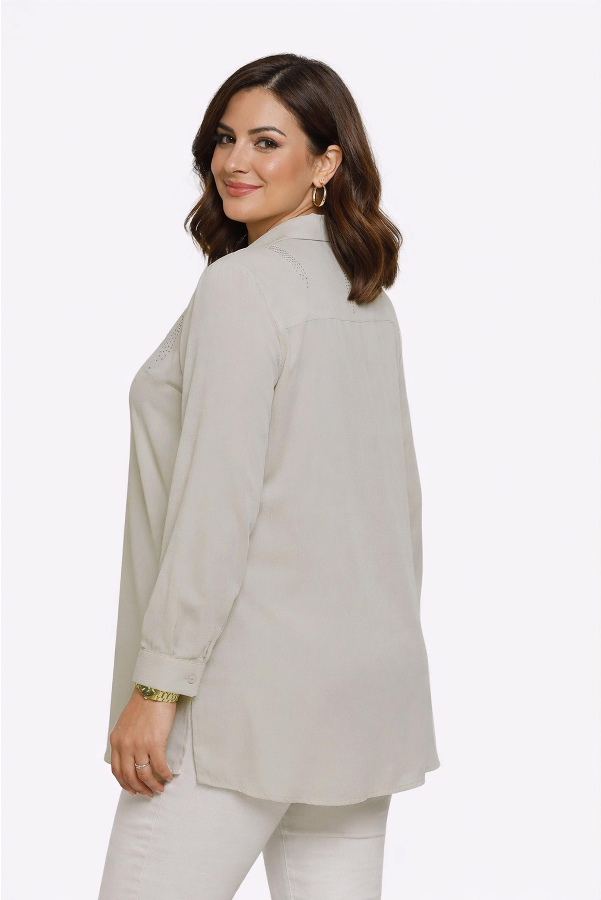 Tesettür giyim BEJ TAŞLI BÜYÜK BEDEN TUNİK 20397