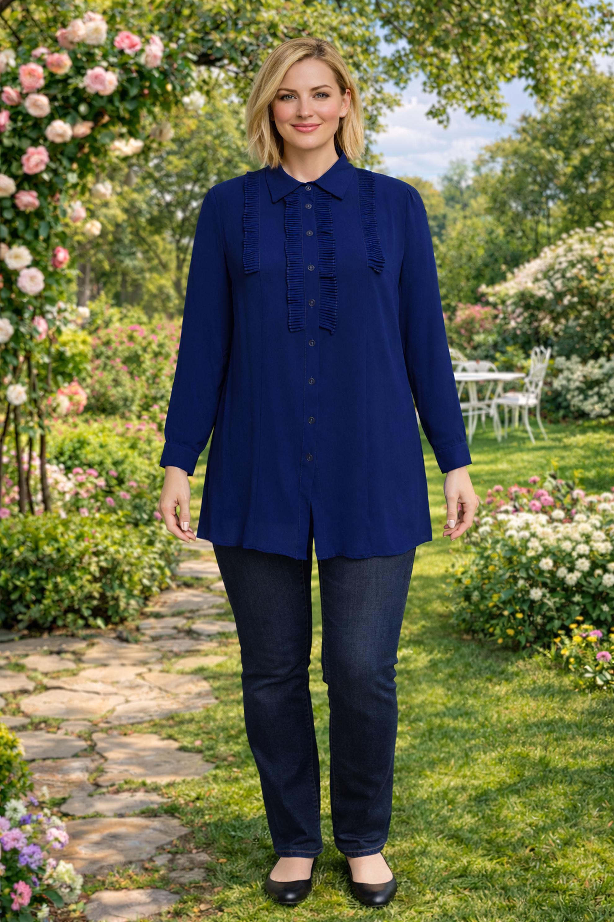 Tesettür giyim LACİVERT PİLİSE DETAYLI BÜYÜK BEDEN TUNİK 20401