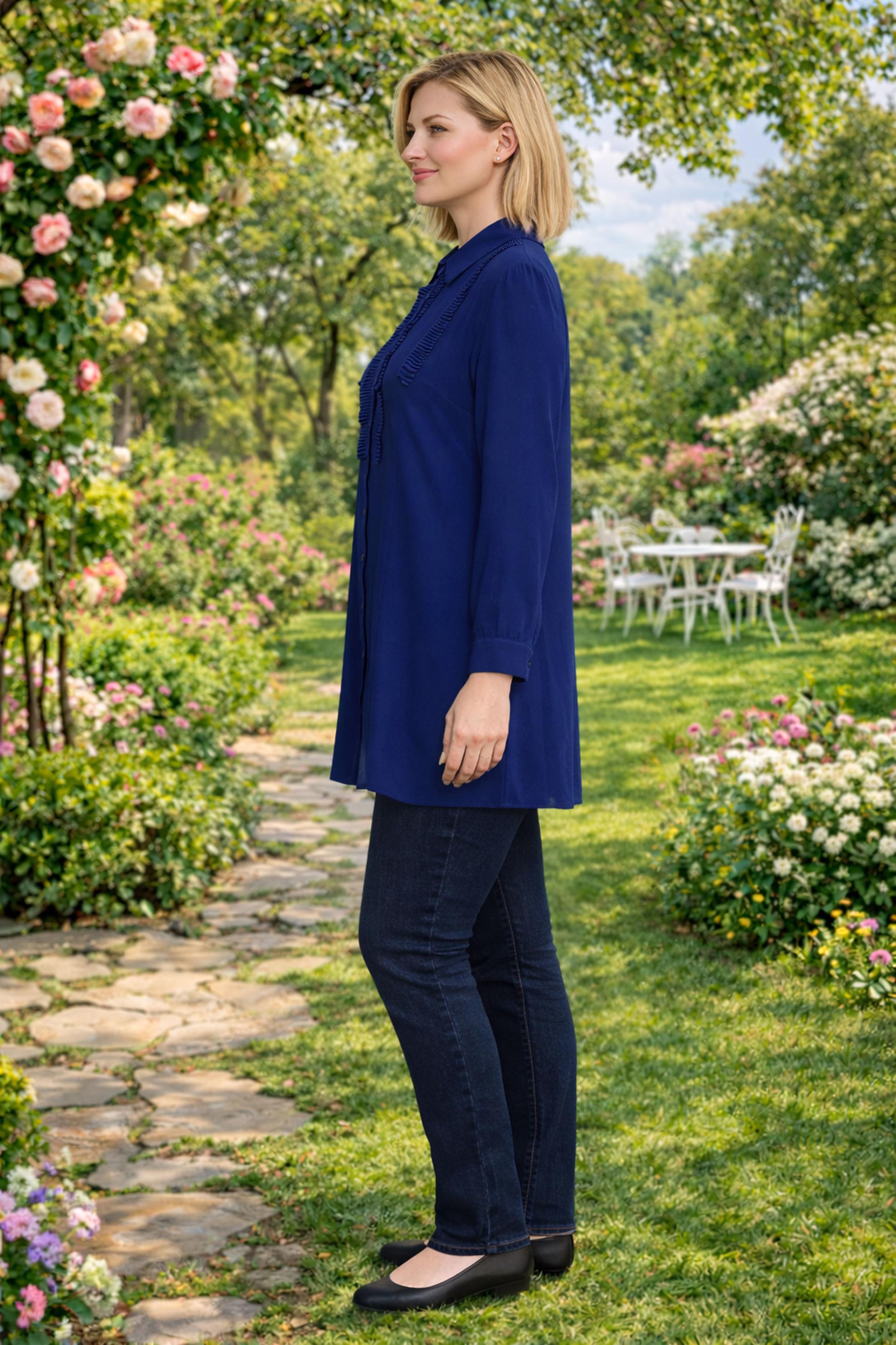 Tesettür giyim LACİVERT PİLİSE DETAYLI BÜYÜK BEDEN TUNİK 20401