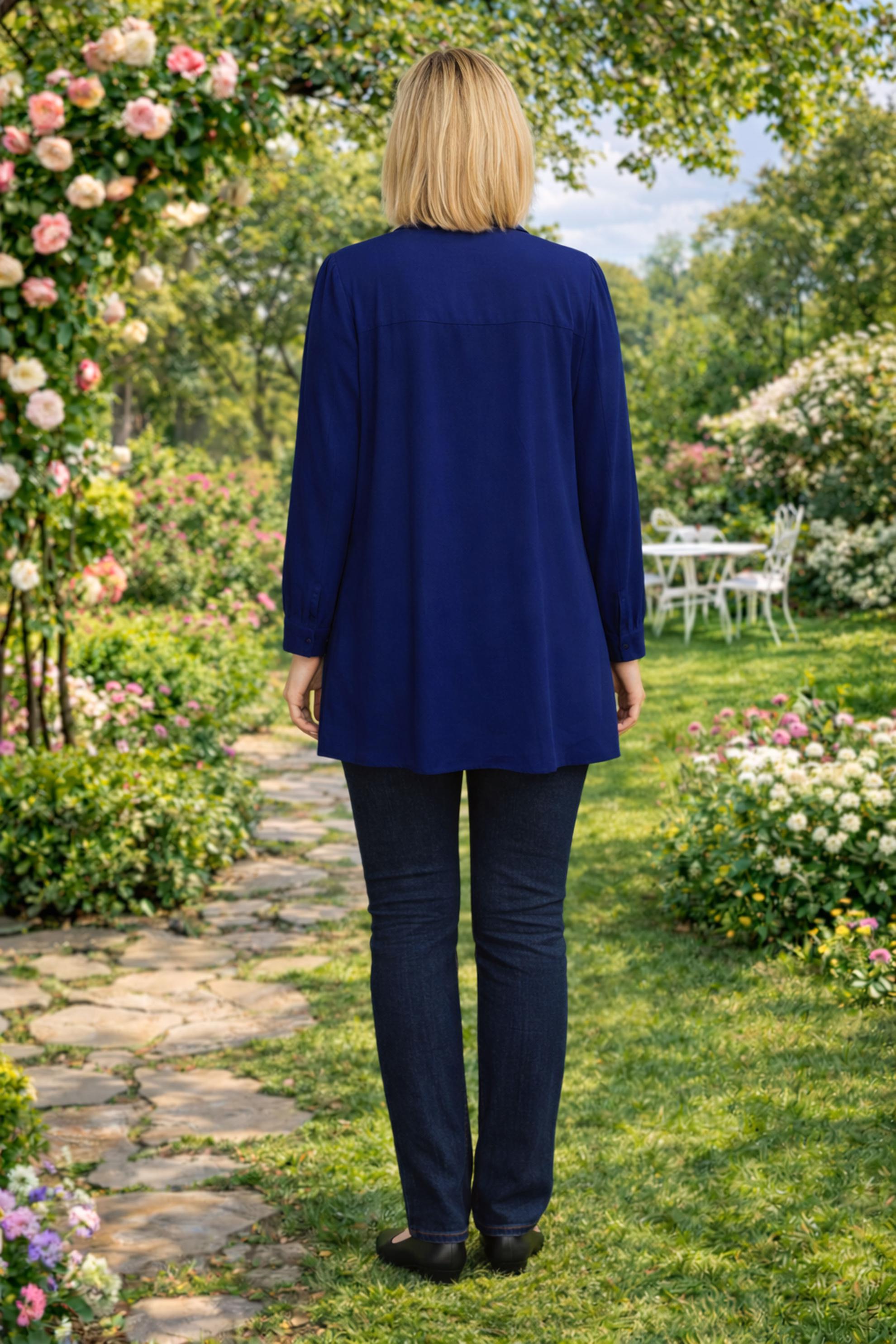 Tesettür giyim LACİVERT PİLİSE DETAYLI BÜYÜK BEDEN TUNİK 20401