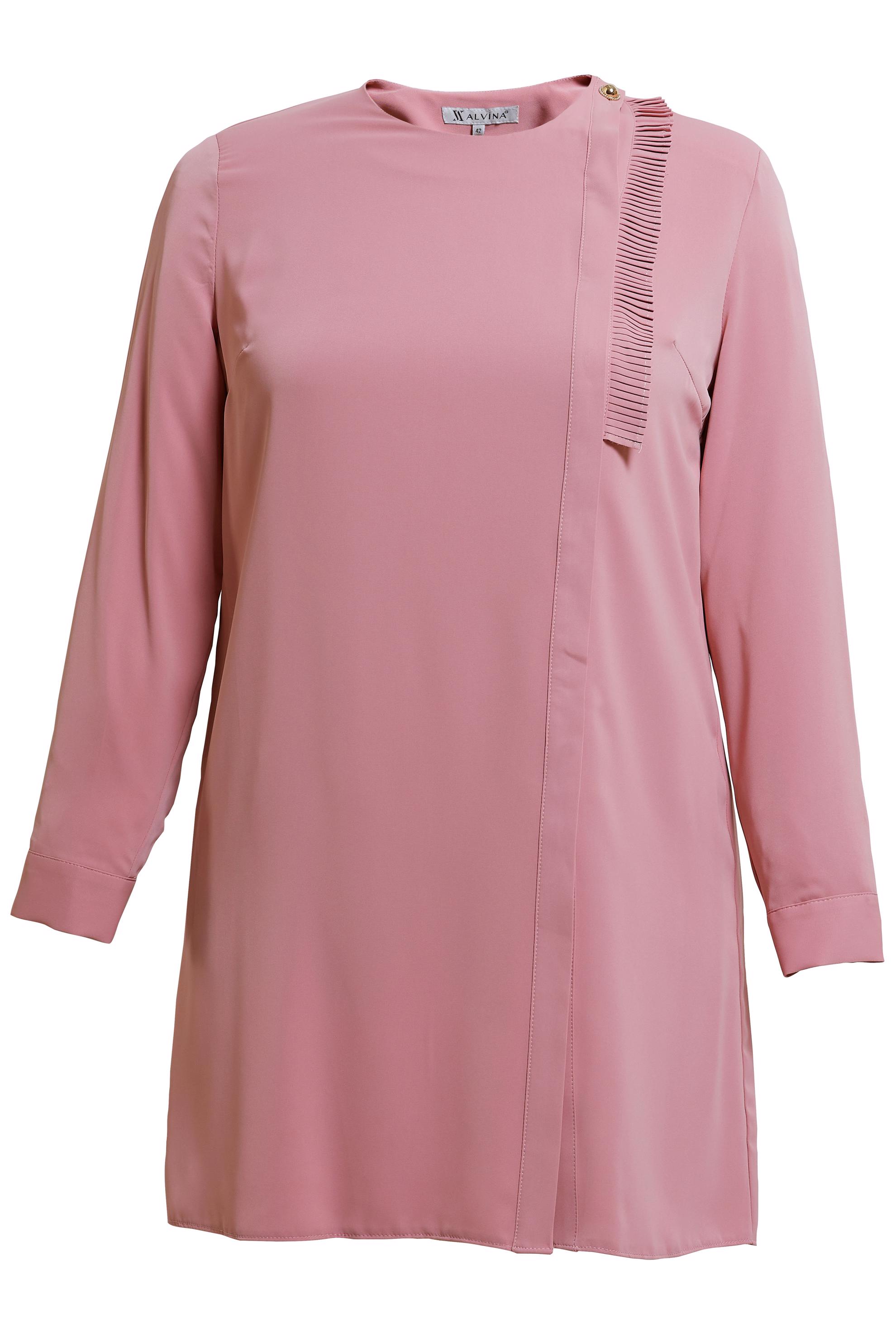 Tesettür giyim PUDRA BÜYÜK BEDEN PİLİSE DETAYLI TUNİK 20402