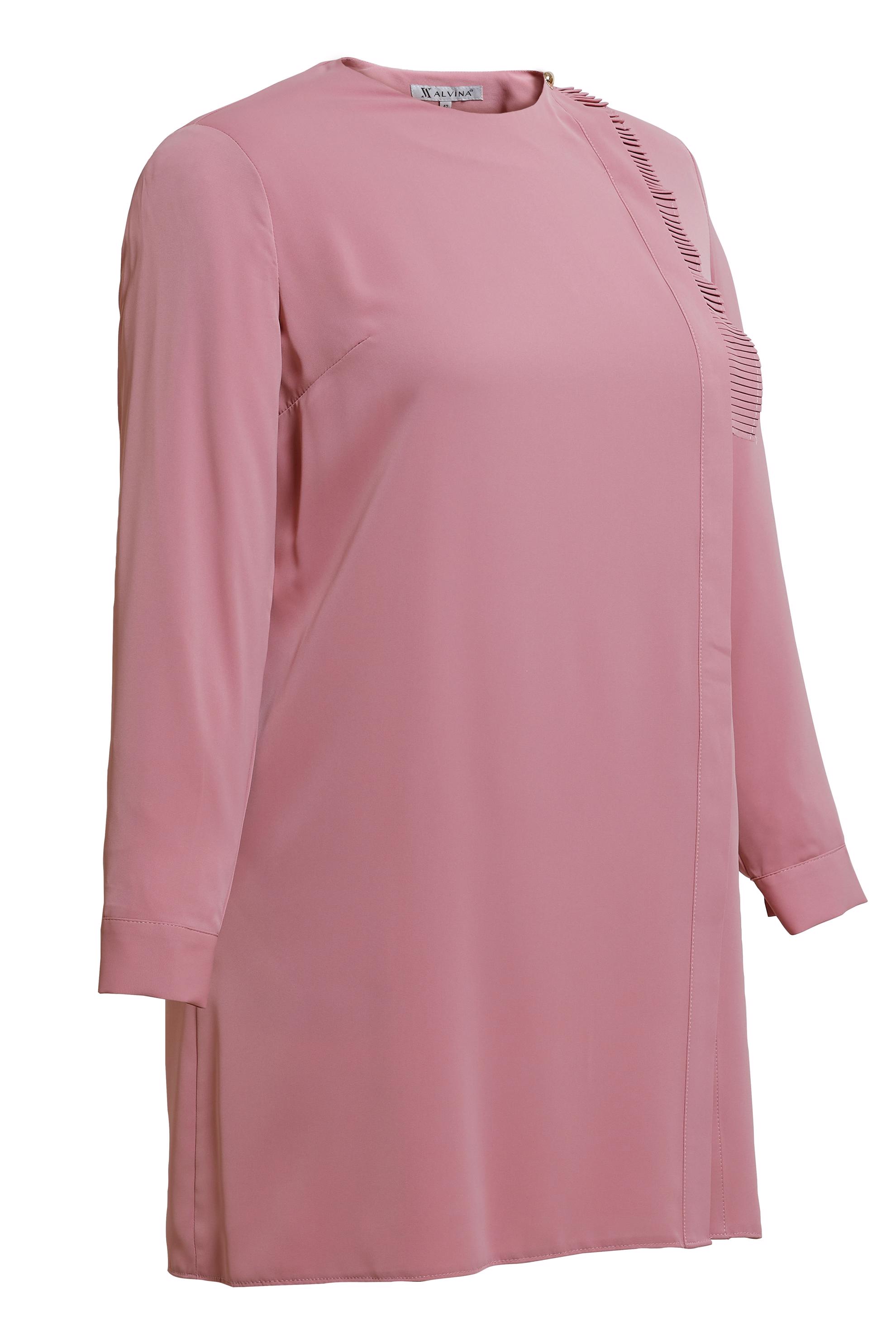 Tesettür giyim PUDRA BÜYÜK BEDEN PİLİSE DETAYLI TUNİK 20402