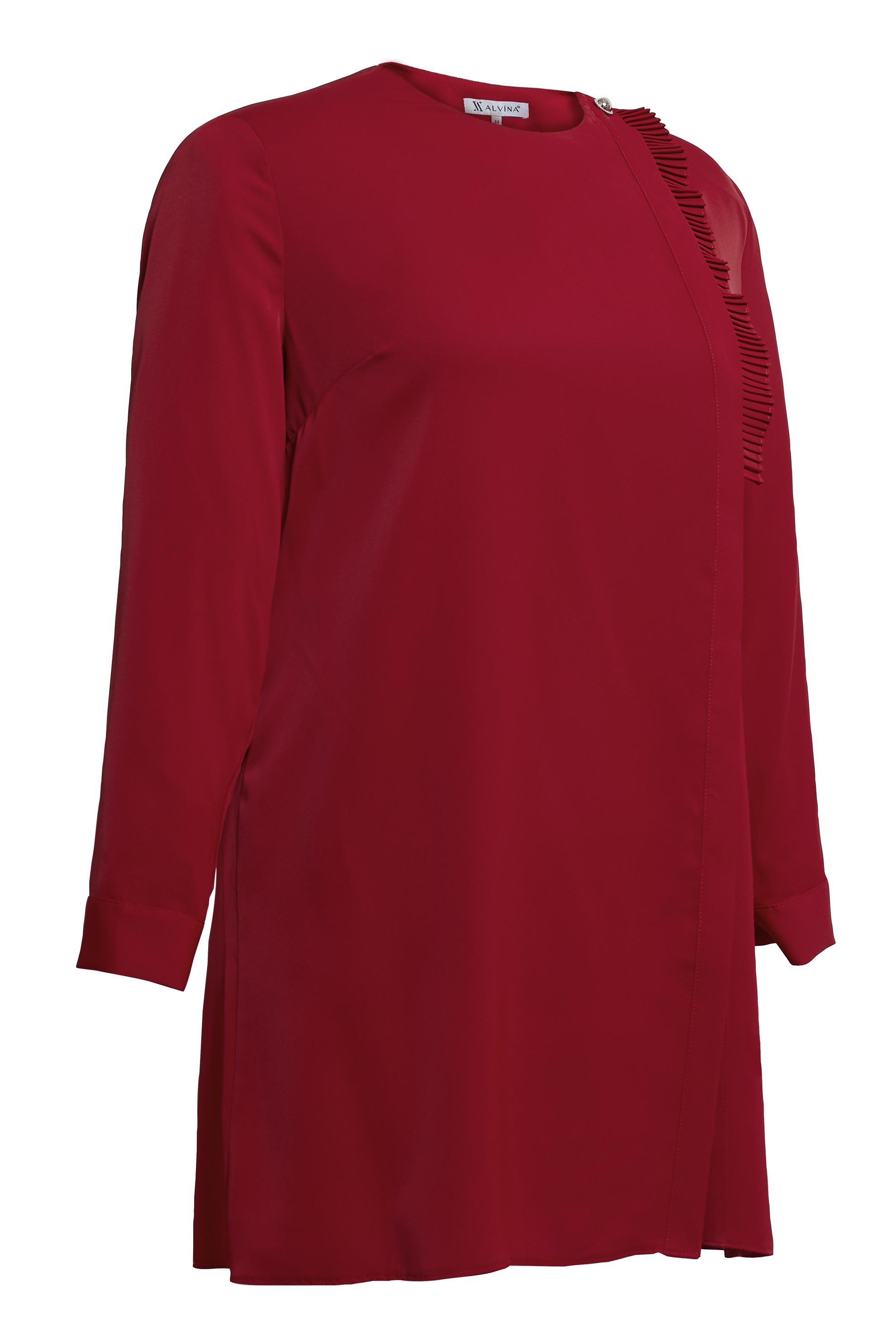 Tesettür giyim BORDO BÜYÜK BEDEN PİLİSE DETAYLI TUNİK 20402