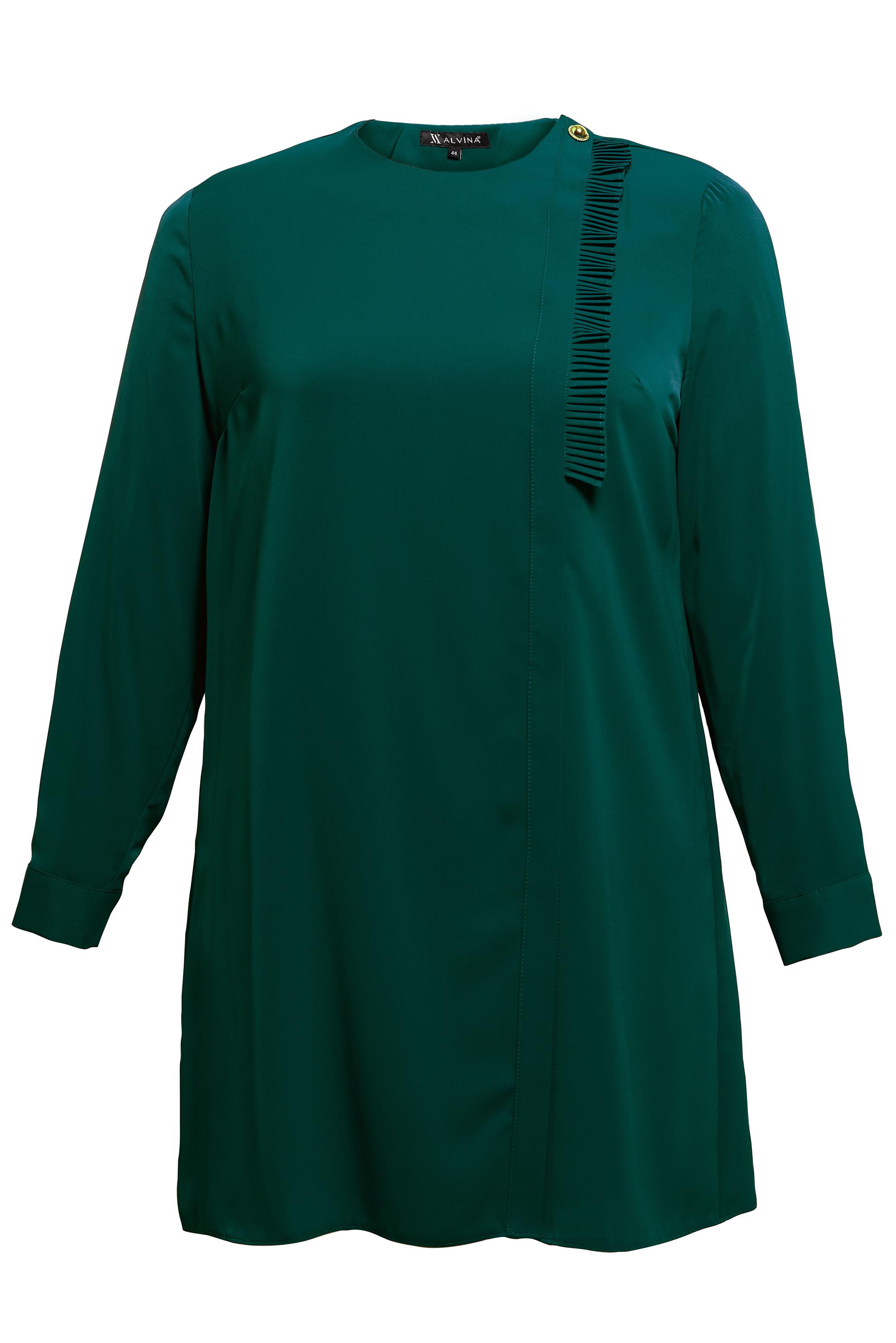 Tesettür giyim YEŞİL BÜYÜK BEDEN PİLİSE DETAYLI TUNİK 20402