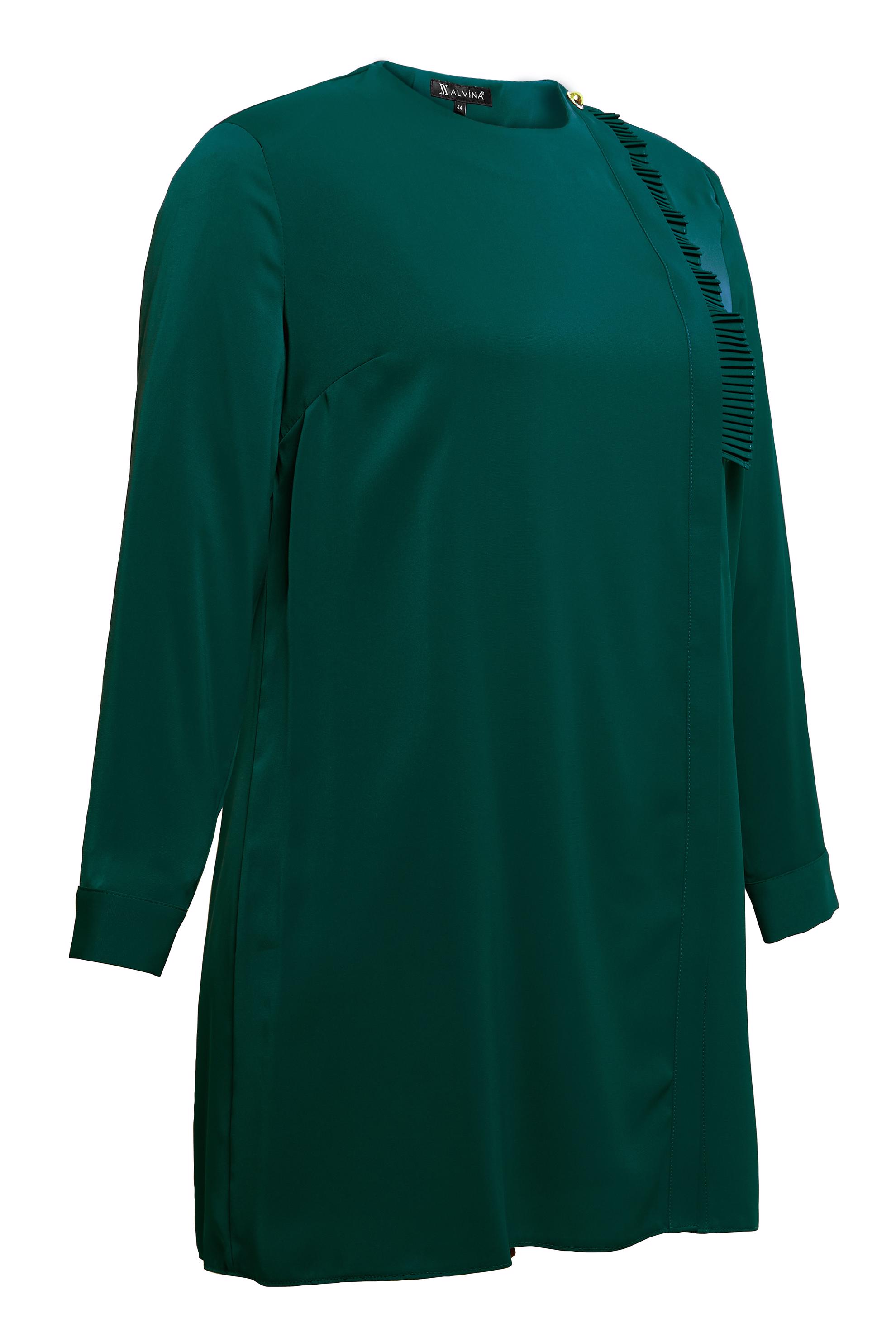 Tesettür giyim YEŞİL BÜYÜK BEDEN PİLİSE DETAYLI TUNİK 20402