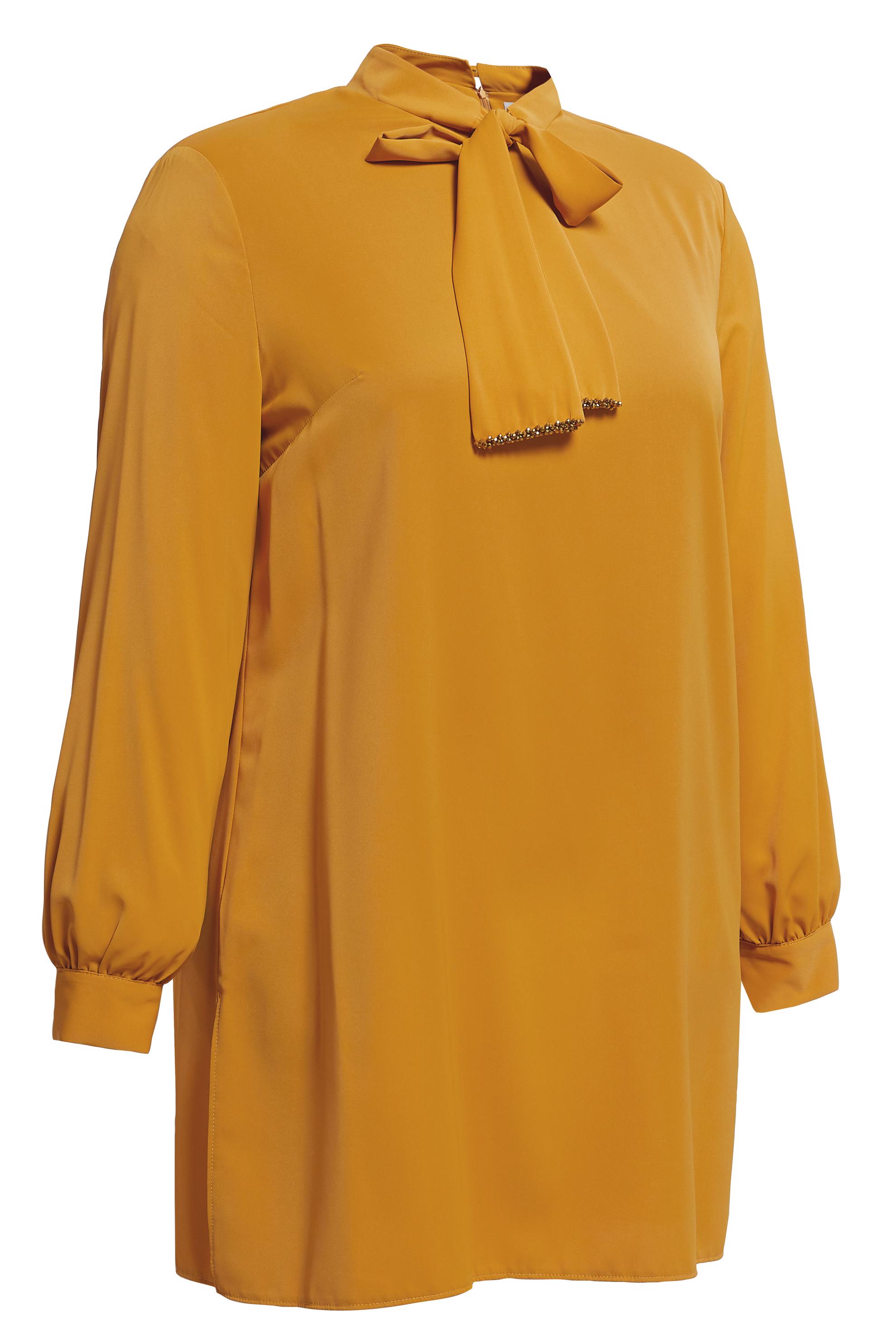 Tesettür giyim SARI BAĞLAMALI YAKA BÜYÜK BEDEN TUNİK 20403