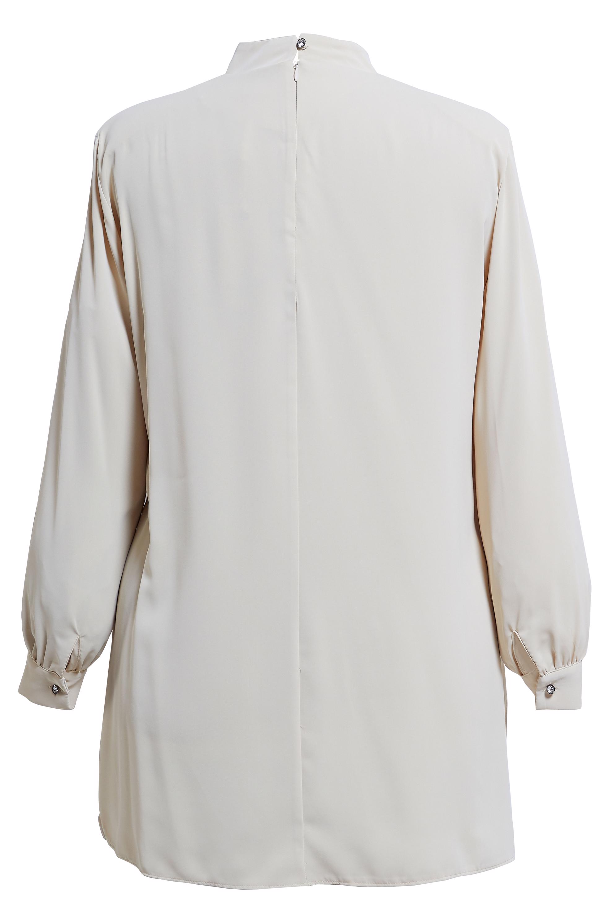 Tesettür giyim BEJ BAĞLAMALI YAKA BÜYÜK BEDEN TUNİK 20403