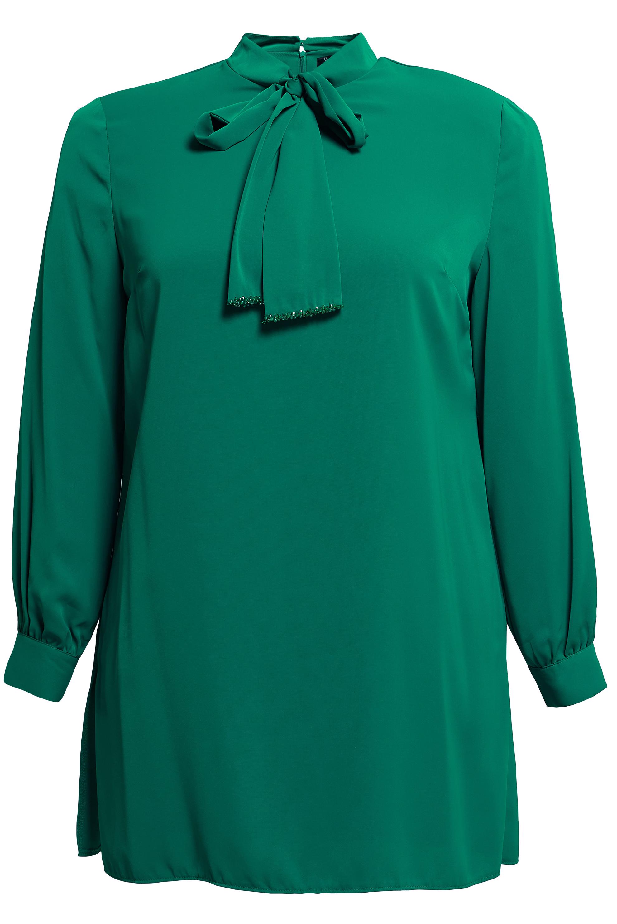 Tesettür giyim YEŞİL BAĞLAMALI YAKA BÜYÜK BEDEN TUNİK 20403