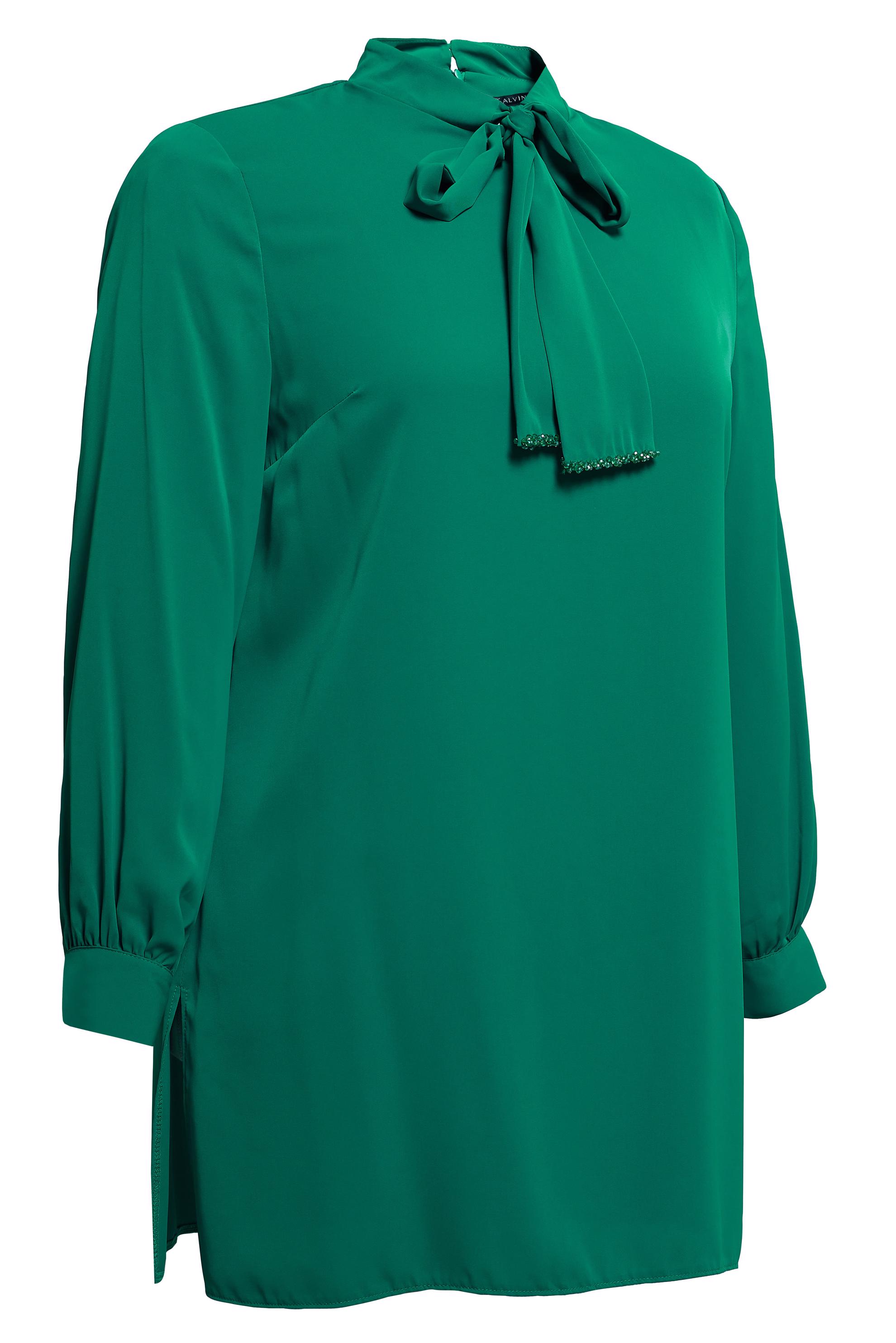 Tesettür giyim YEŞİL BAĞLAMALI YAKA BÜYÜK BEDEN TUNİK 20403