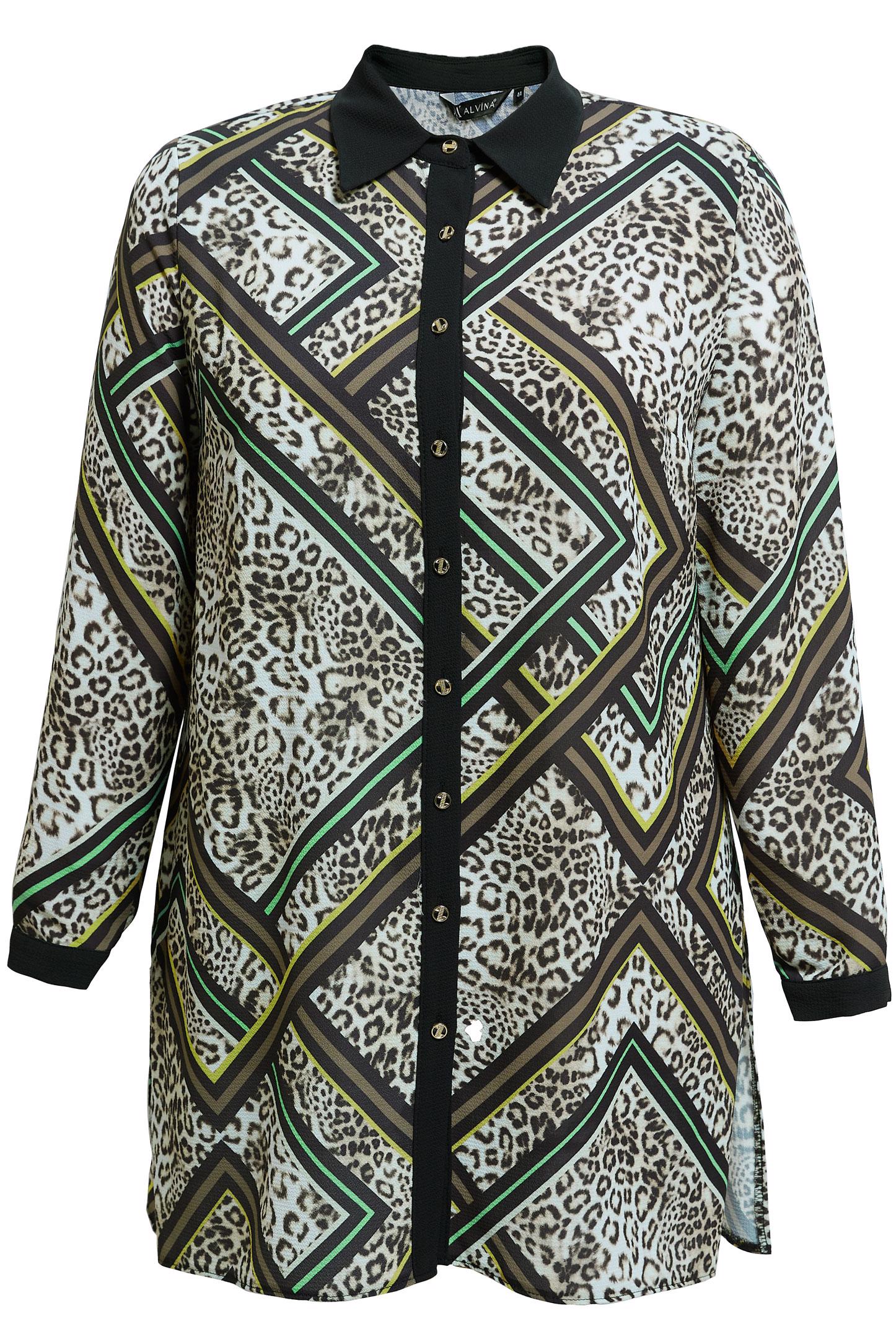 Tesettür giyim HAKİ DESENLİ BÜYÜK BEDEN TUNİK 20407