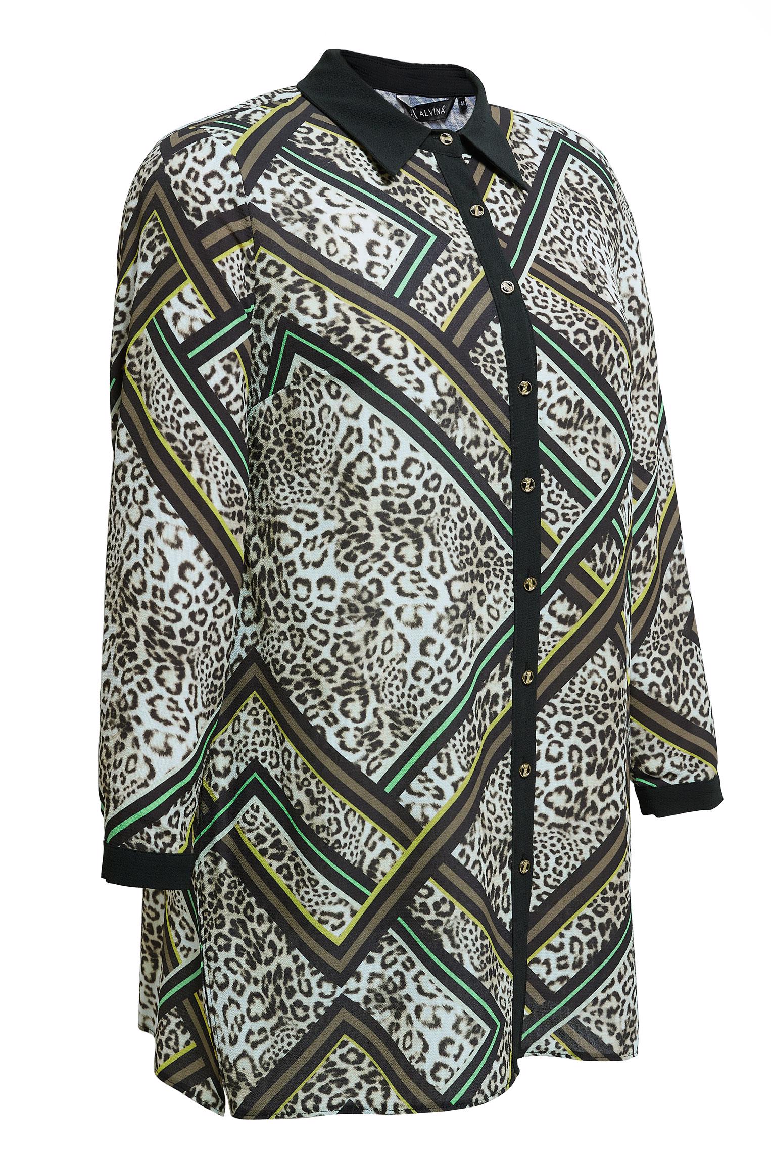 Tesettür giyim HAKİ DESENLİ BÜYÜK BEDEN TUNİK 20407