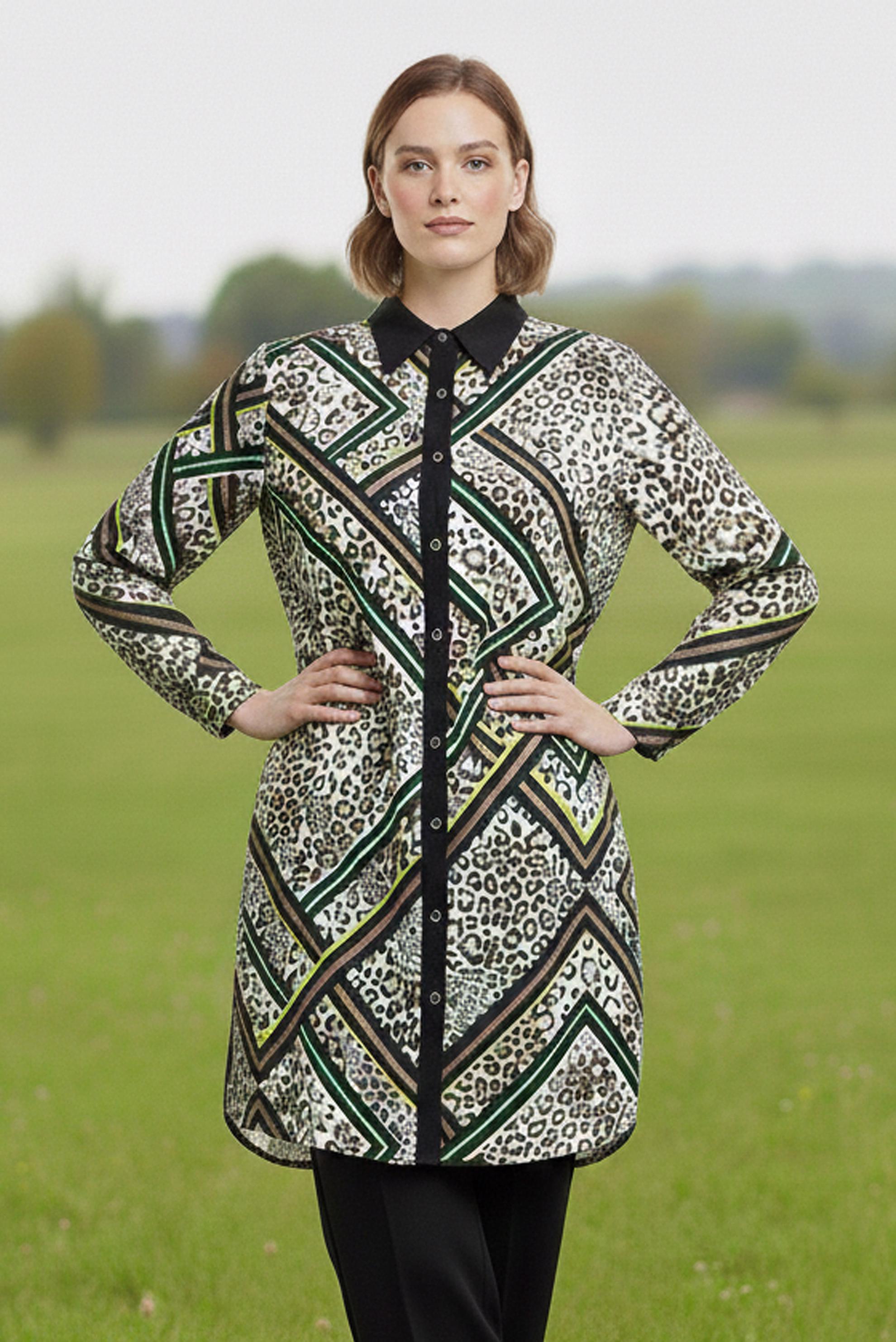 Tesettür giyim HAKİ DESENLİ BÜYÜK BEDEN TUNİK 20407