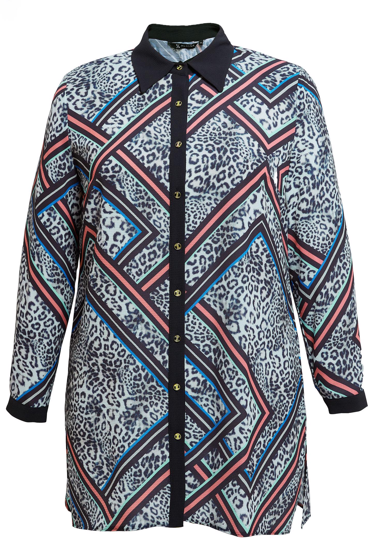 Tesettür giyim GRİ DESENLİ BÜYÜK BEDEN TUNİK 20407