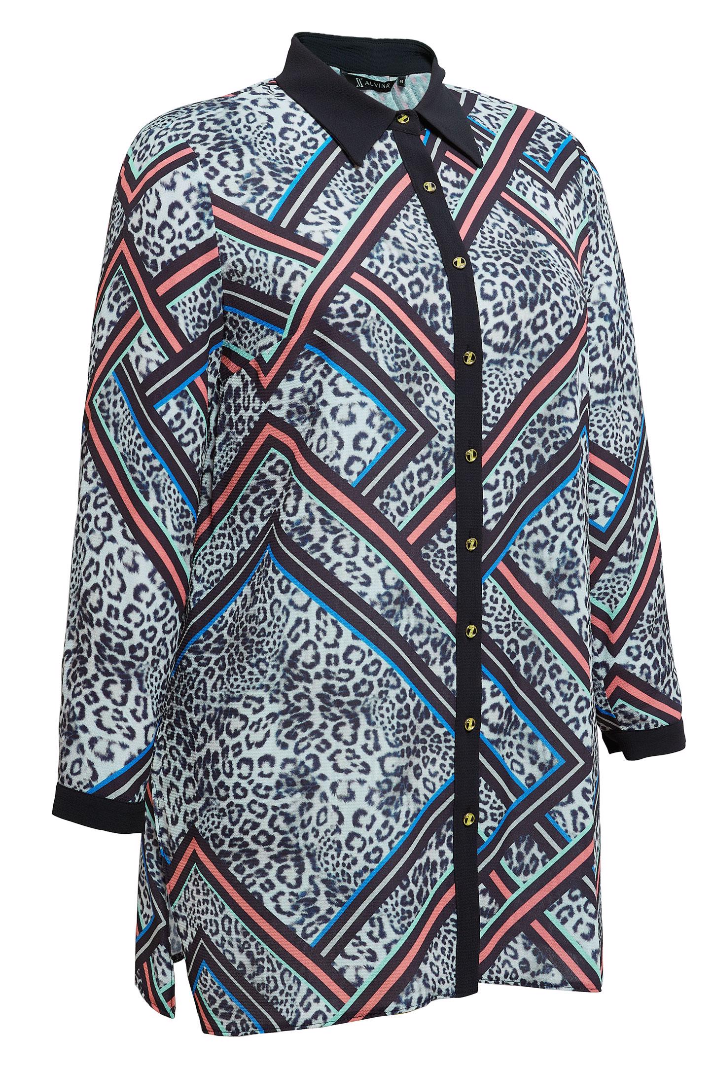 Tesettür giyim GRİ DESENLİ BÜYÜK BEDEN TUNİK 20407