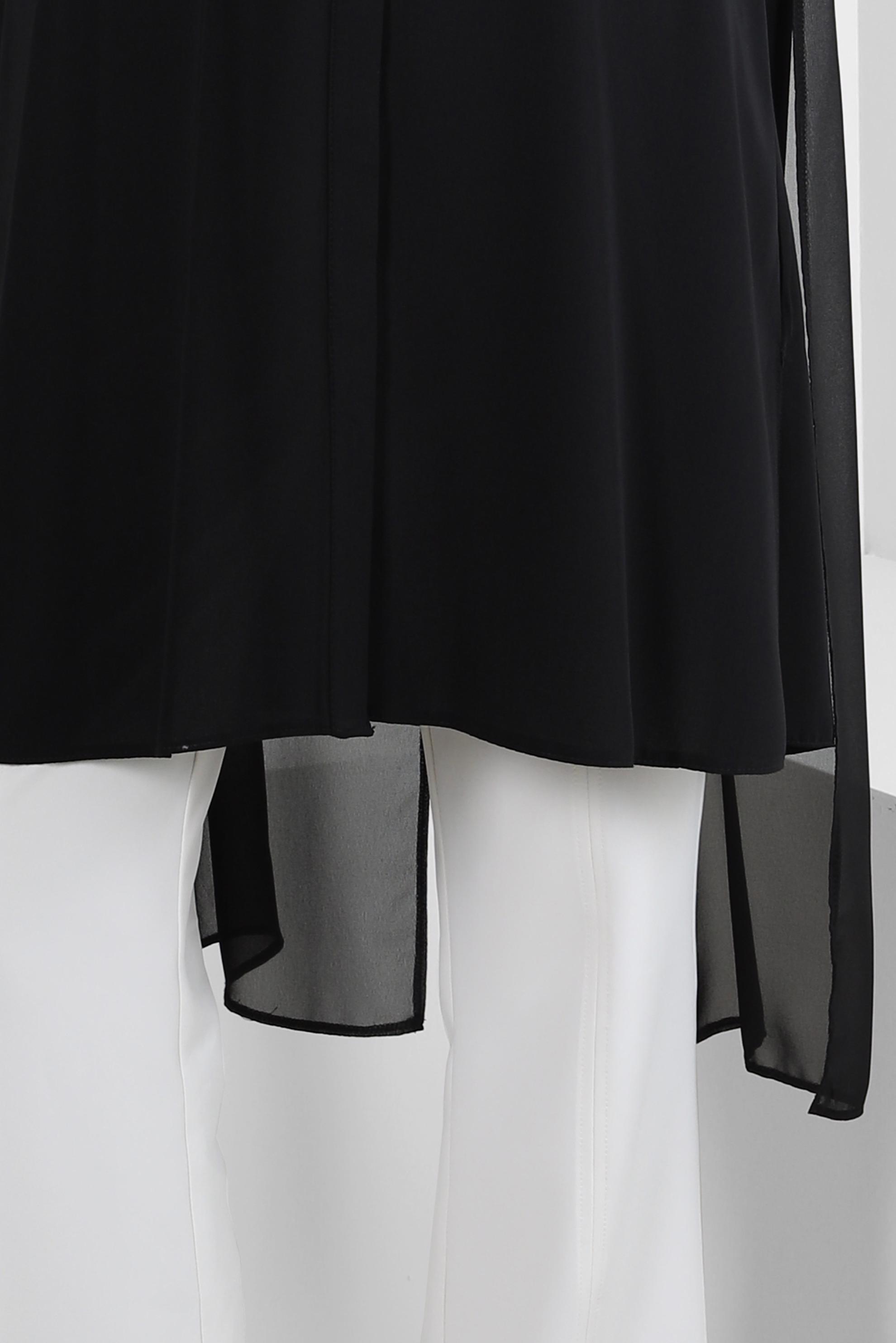 Tesettür giyim SİYAH TAŞ BASKILI ASİMETRİK KESİM GÖMLEK TUNİK 43505