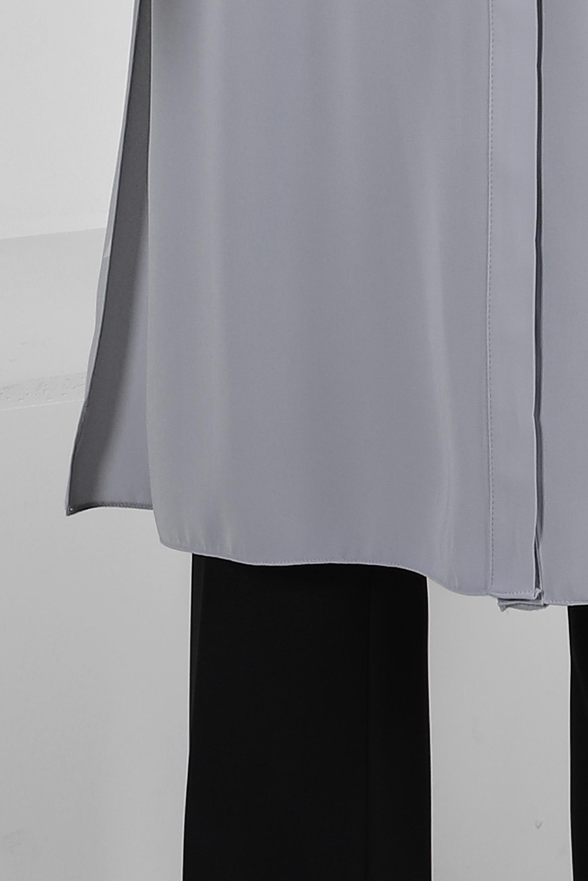 Tesettür giyim GRİ TAŞ İŞLEMELİ YANI YIRTMAÇLI UZUN TUNİK 43521