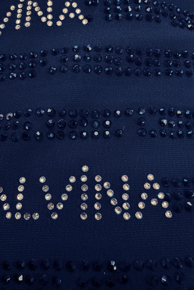 Tesettür giyim LACİVERT TAŞ İŞLEMELİ YANI YIRTMAÇLI UZUN TUNİK 43521 - ALVİNA